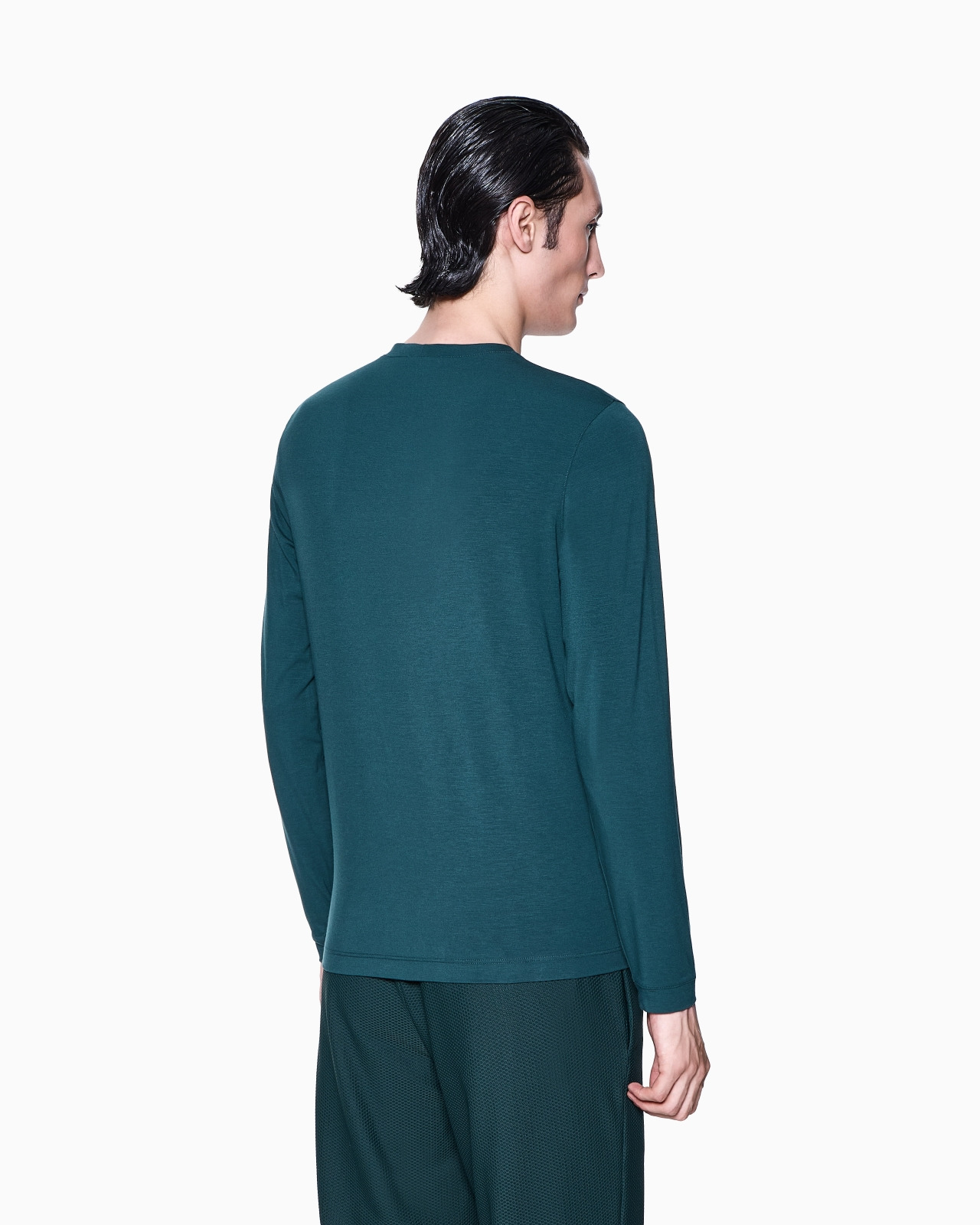 STRETCH VISCOSE JERSEY JUMPER WITH CREW NECK AND LONG SLEEVES - 3