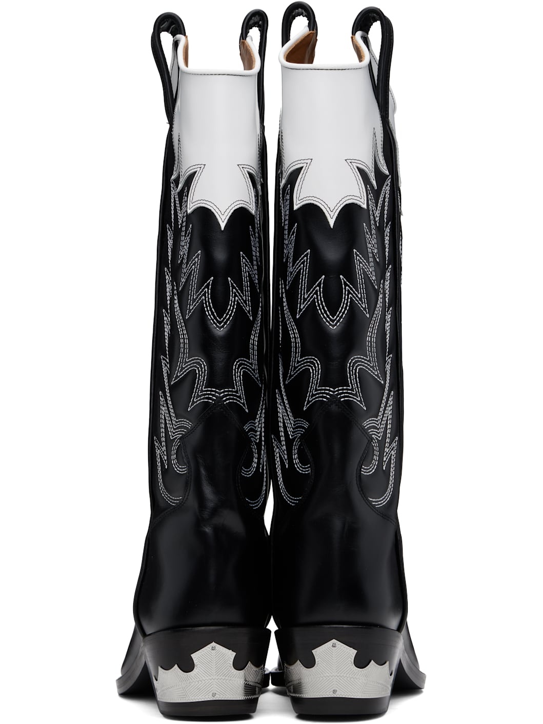 Black & White Leather Tall Boots - 2