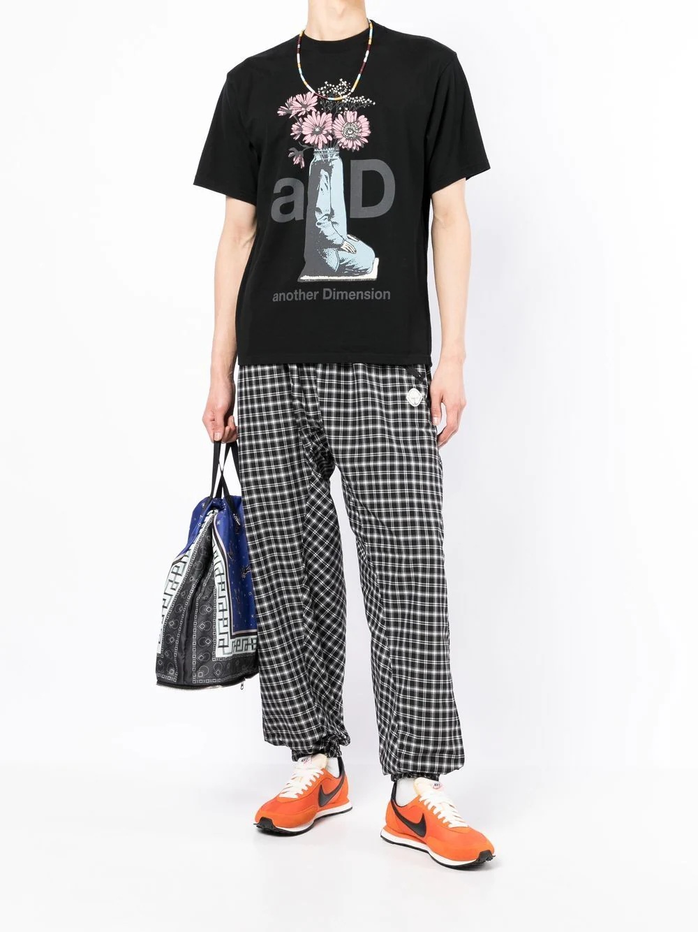 check-pattern embroidered track pants - 2