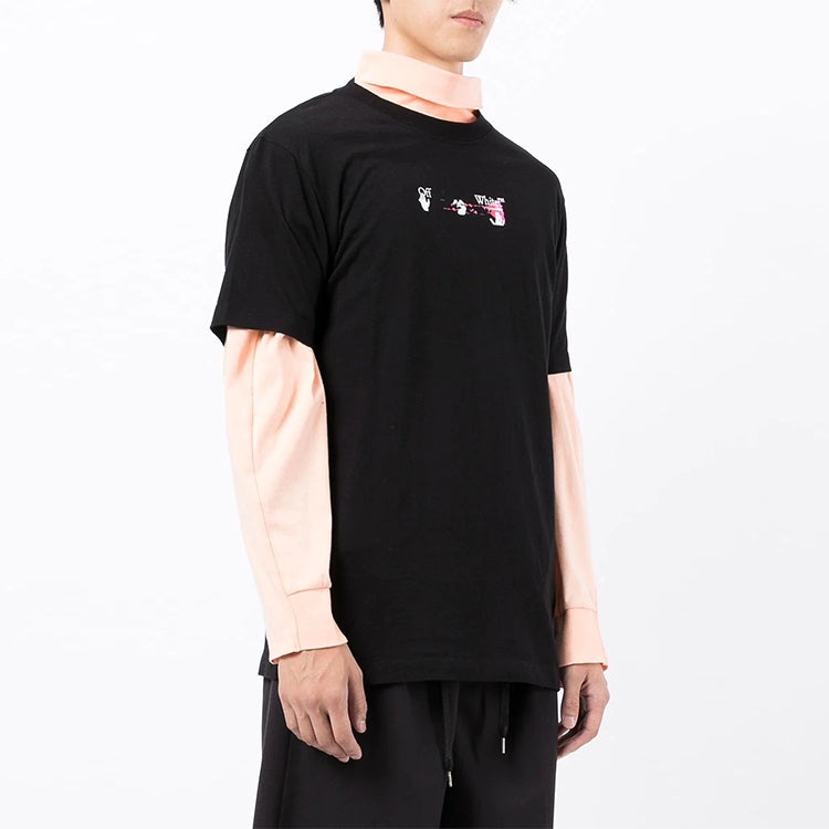 Off-White Arrow Pattern Round Neck Tee 'Black White Pink' OMAA027F21JER0171032 - 4