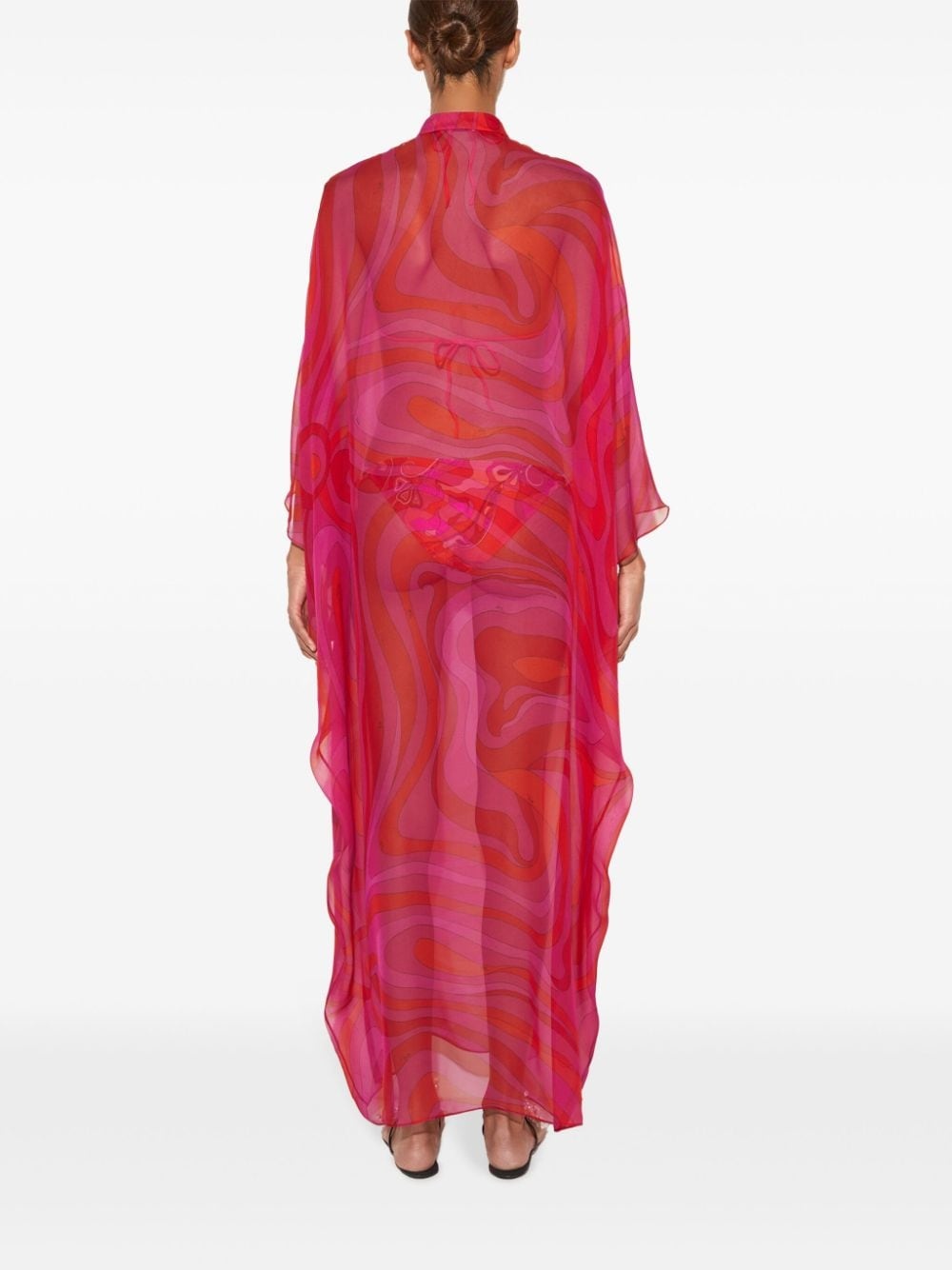 Marmo-print kaftan - 4