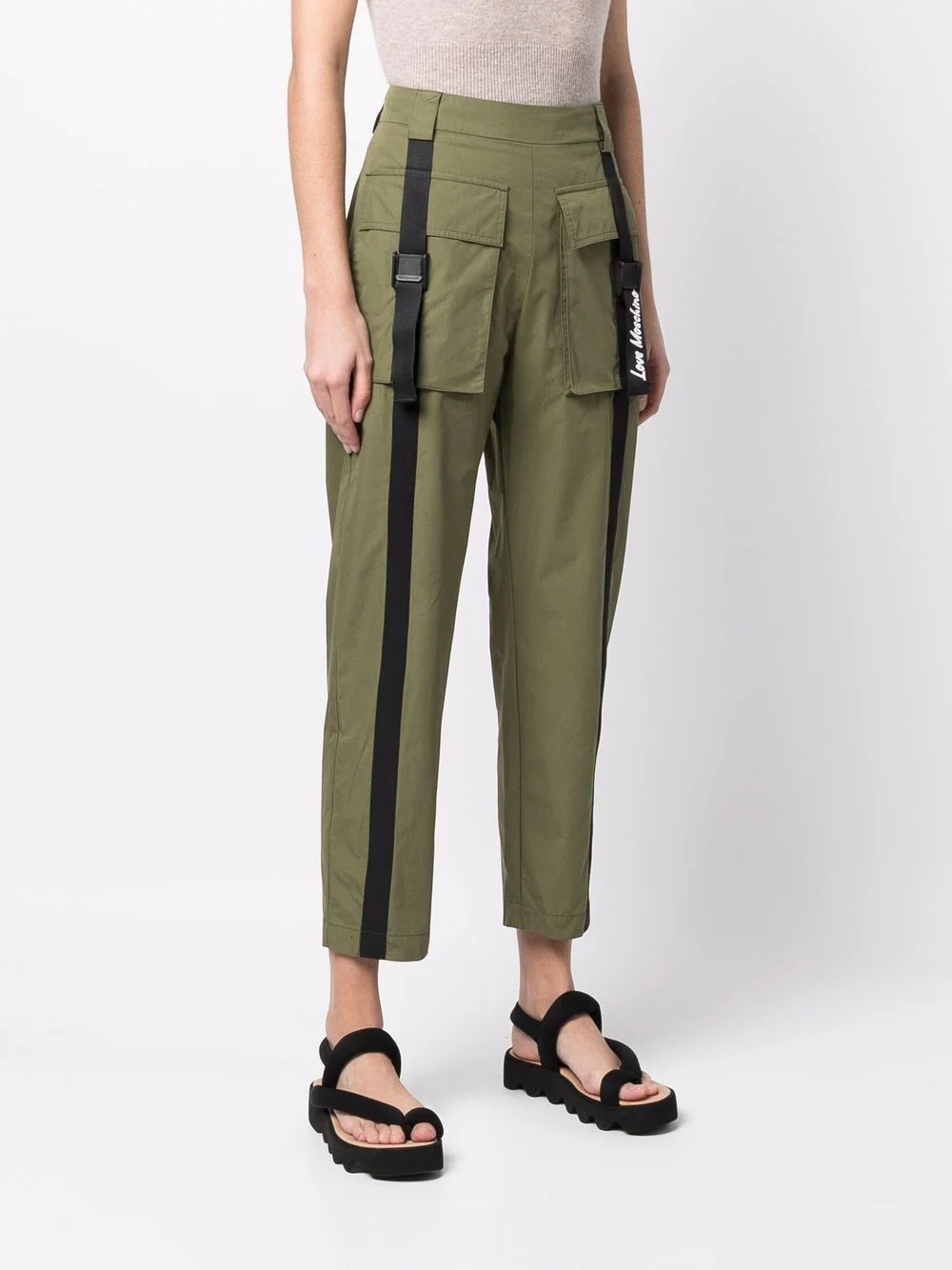 flap-pockets cotton-blend parachute trousers - 3