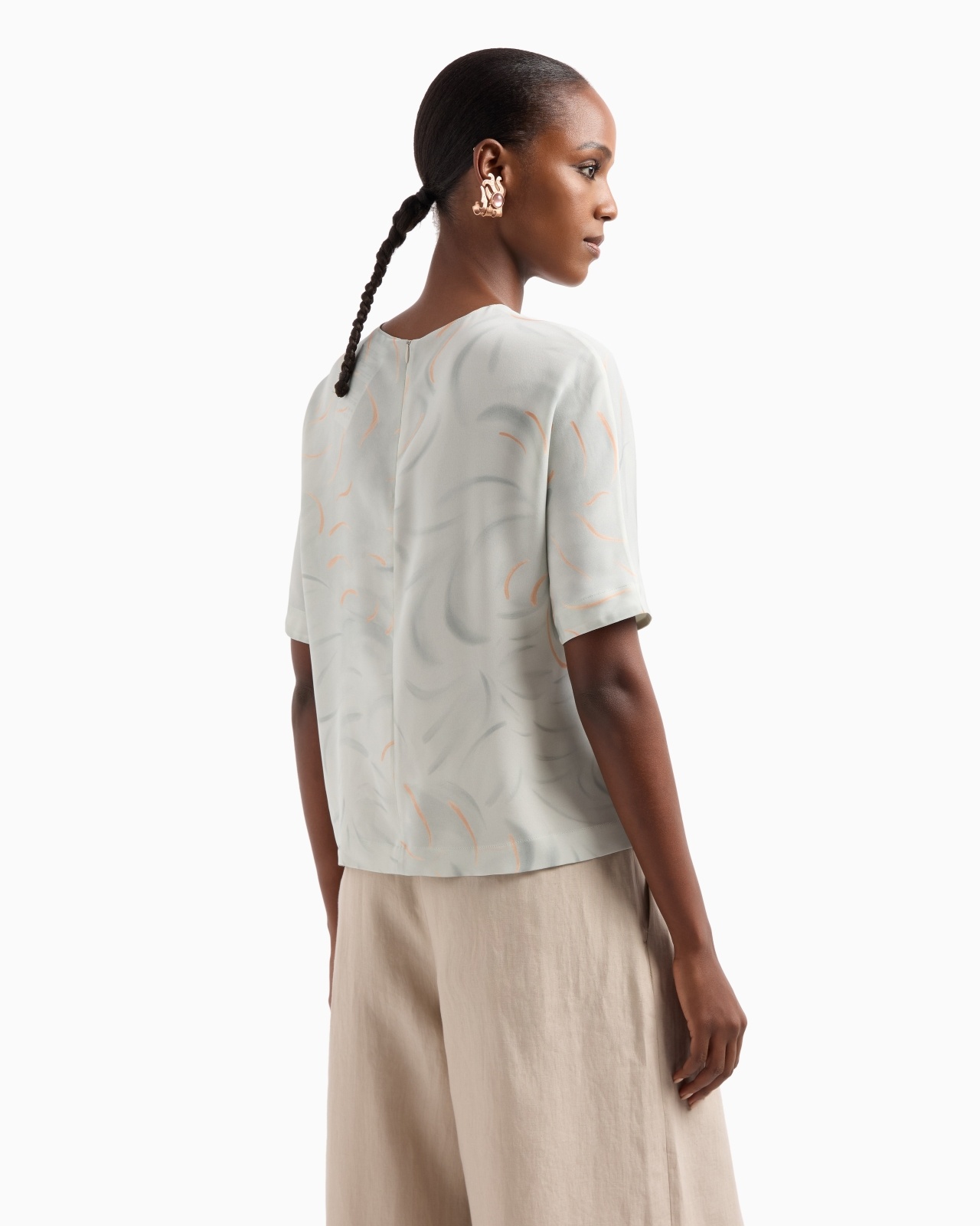 PRINTED SILK TRIPLE-GEORGETTE CREW-NECK BLOUSE - 3