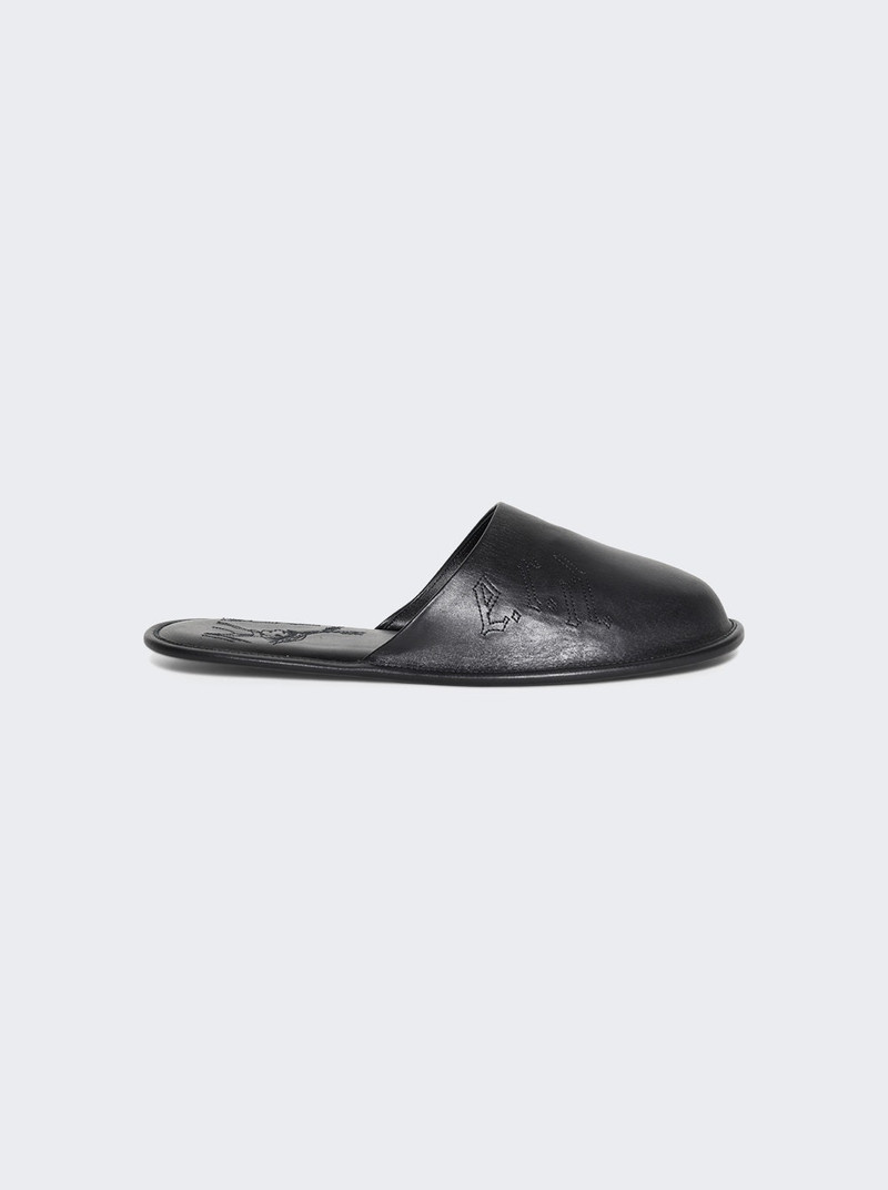 Leather Hotel Slipper Black 1