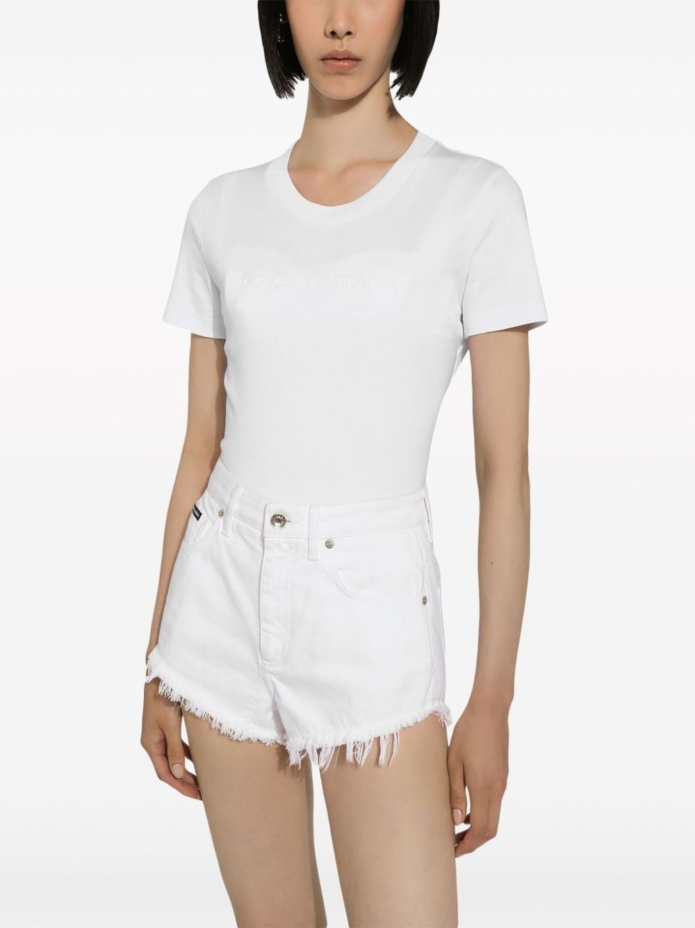 logo-embossed cotton T-shirt - 5