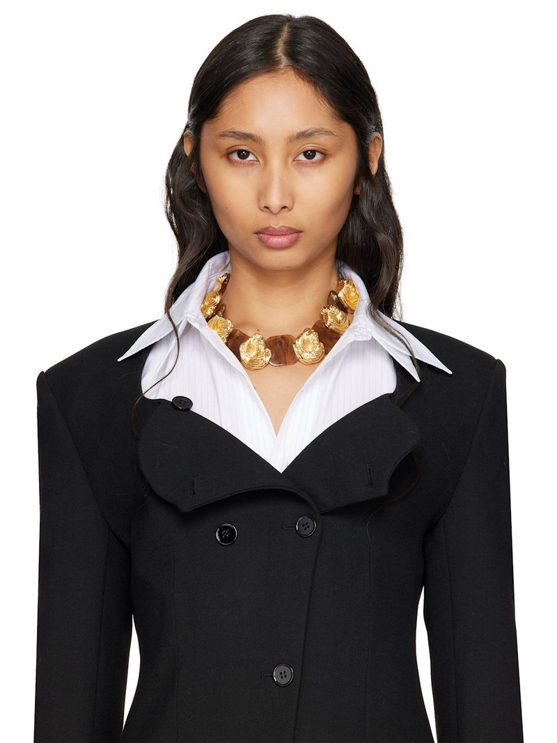 RECTO Gold & Brown Ibiza Formica Bold Necklace outlook
