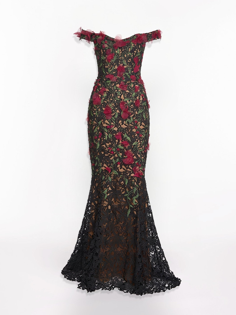 GUIPURE LACE OFF SHOULDER GOWN 5