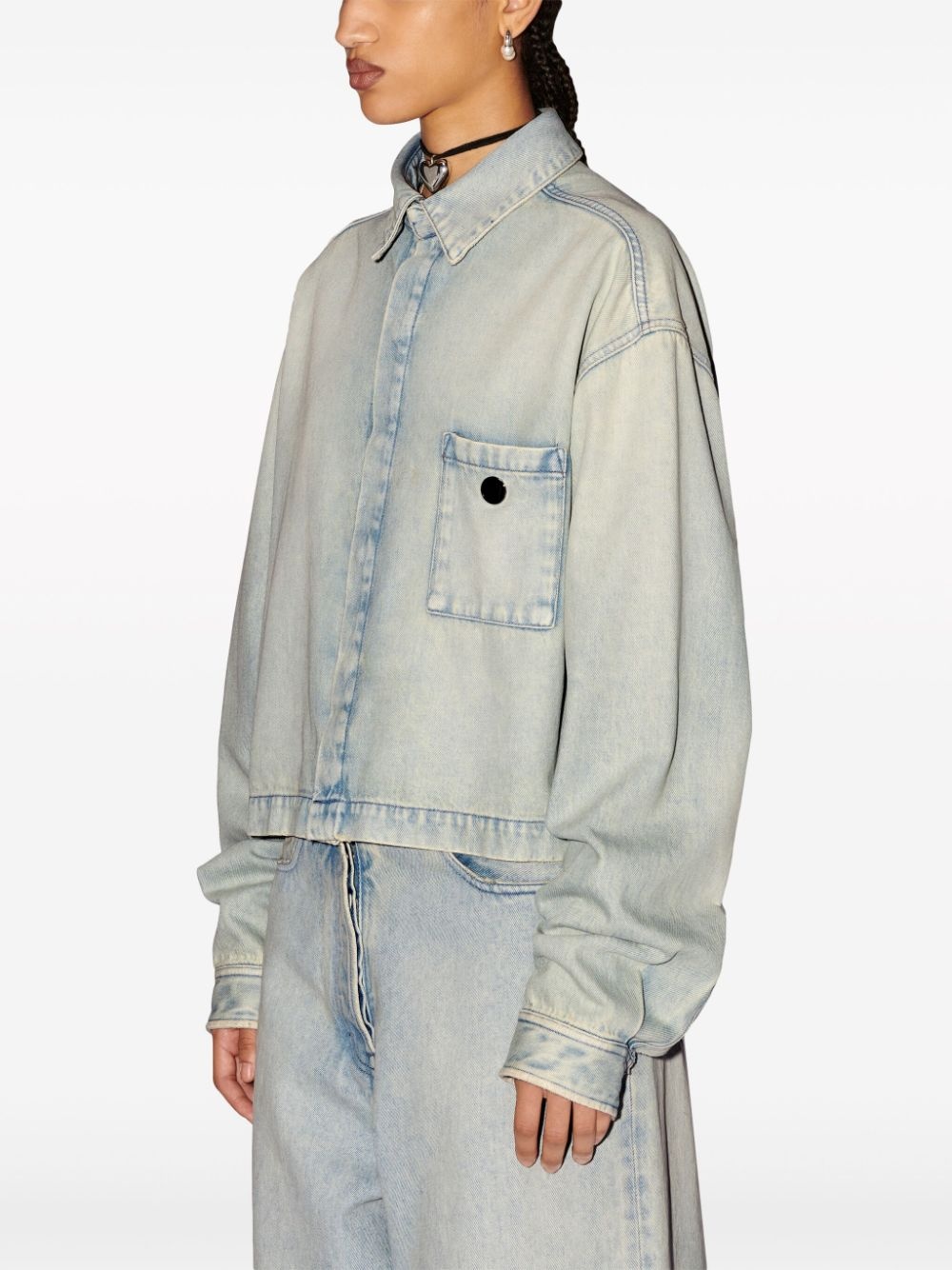 logo-appliquÃ© denim jacket - 4