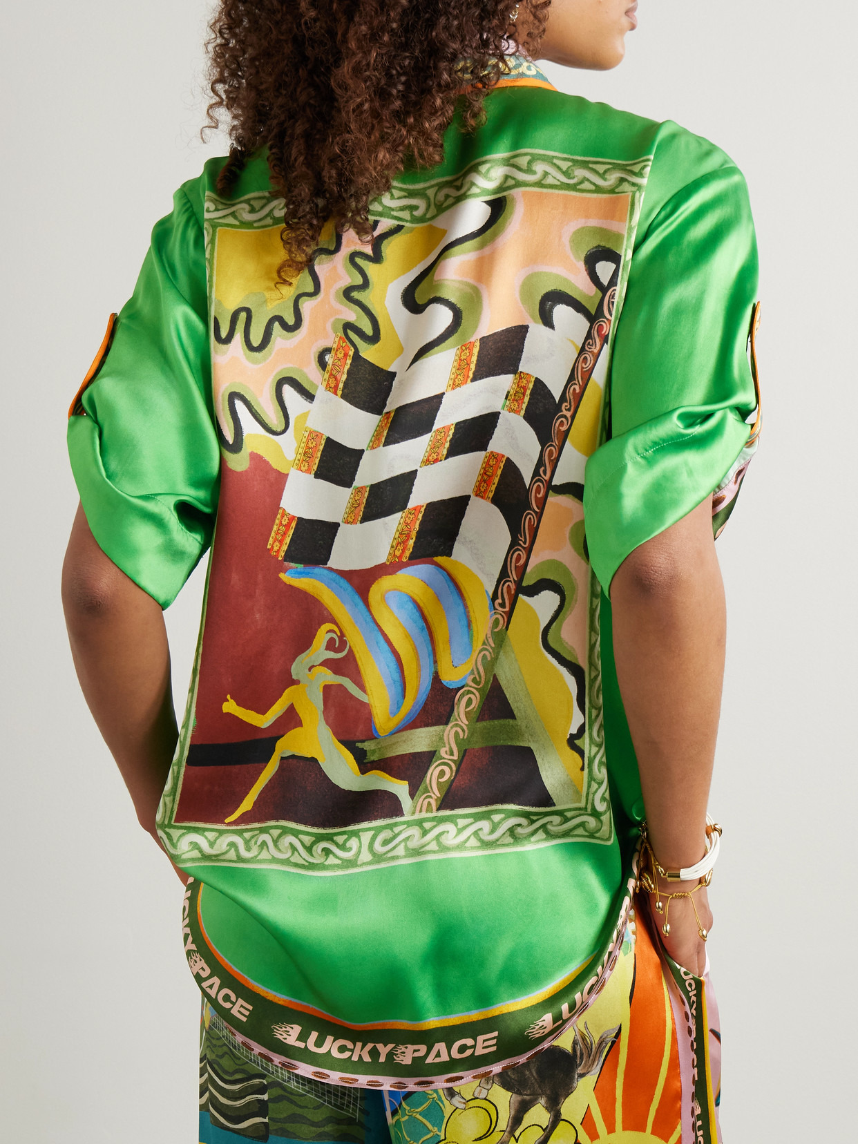 Lucky Pace Printed Silk-satin Shirt - 3