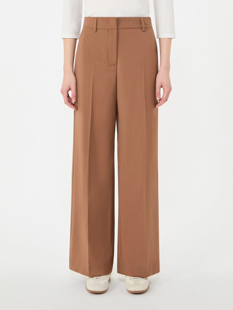 VISIVO Woollen cloth palazzo trousers - TOBACCO 3