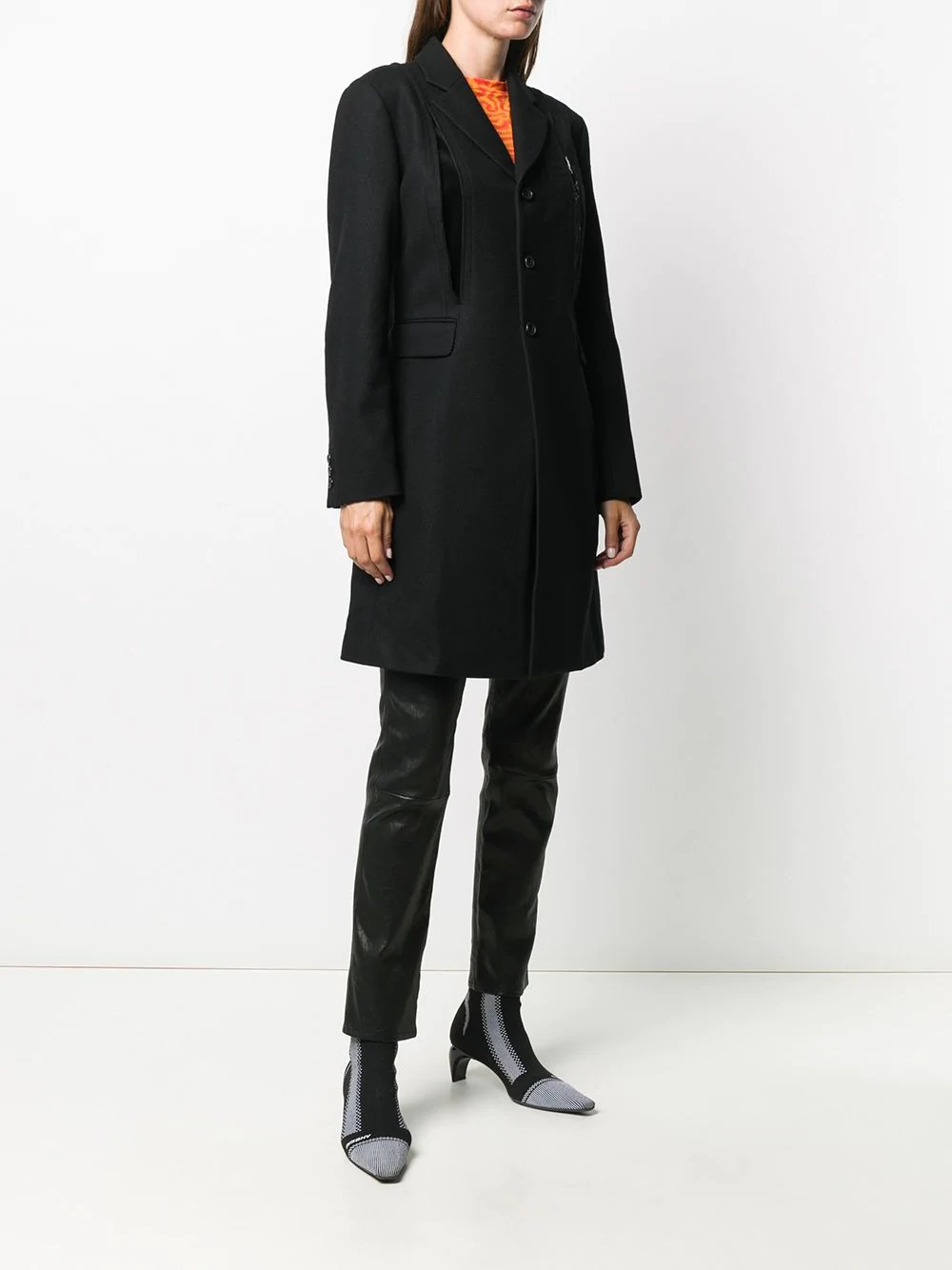 long-sleeved deconstructed coat - 3