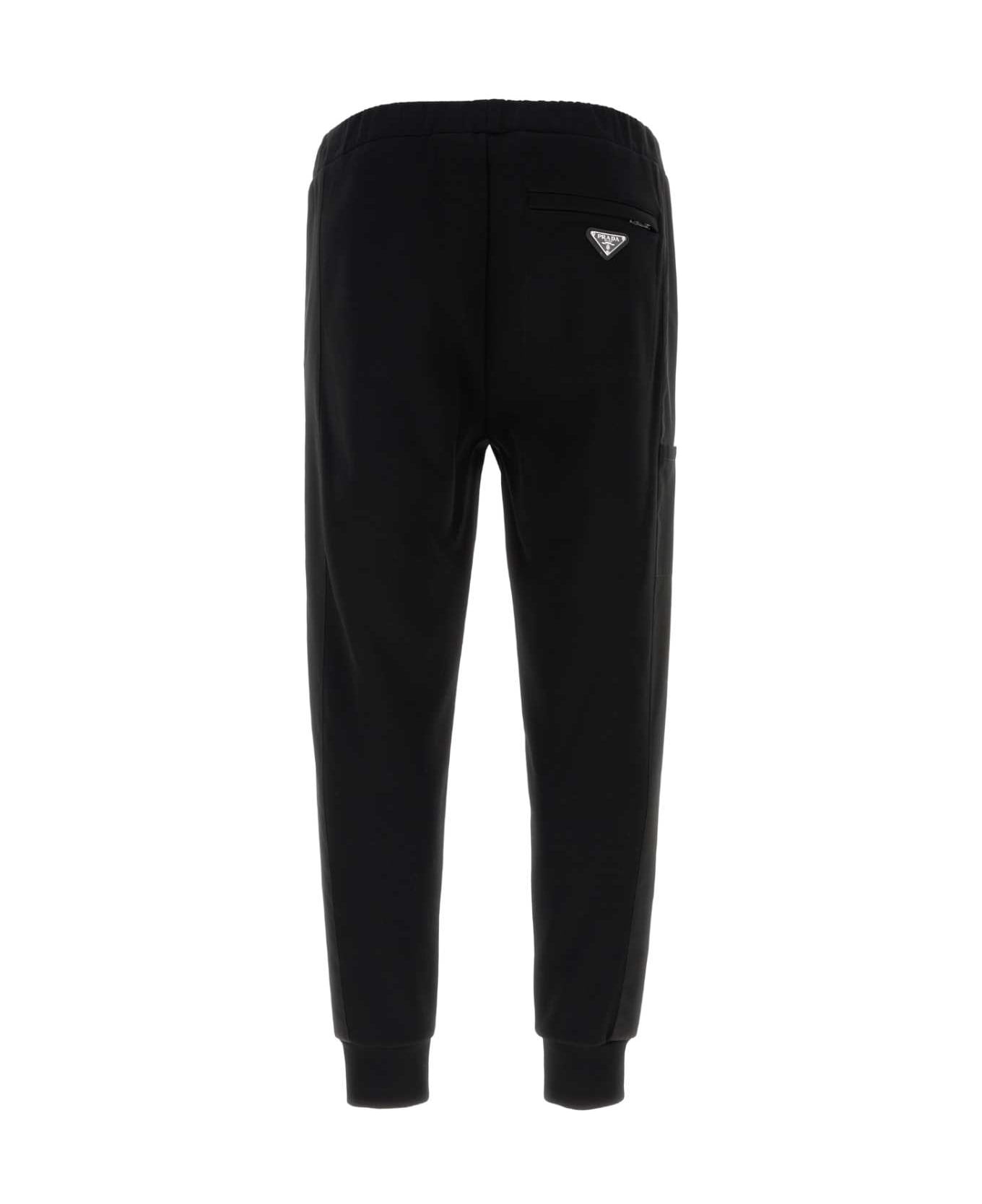 Black Cotton Blend Joggers - 2