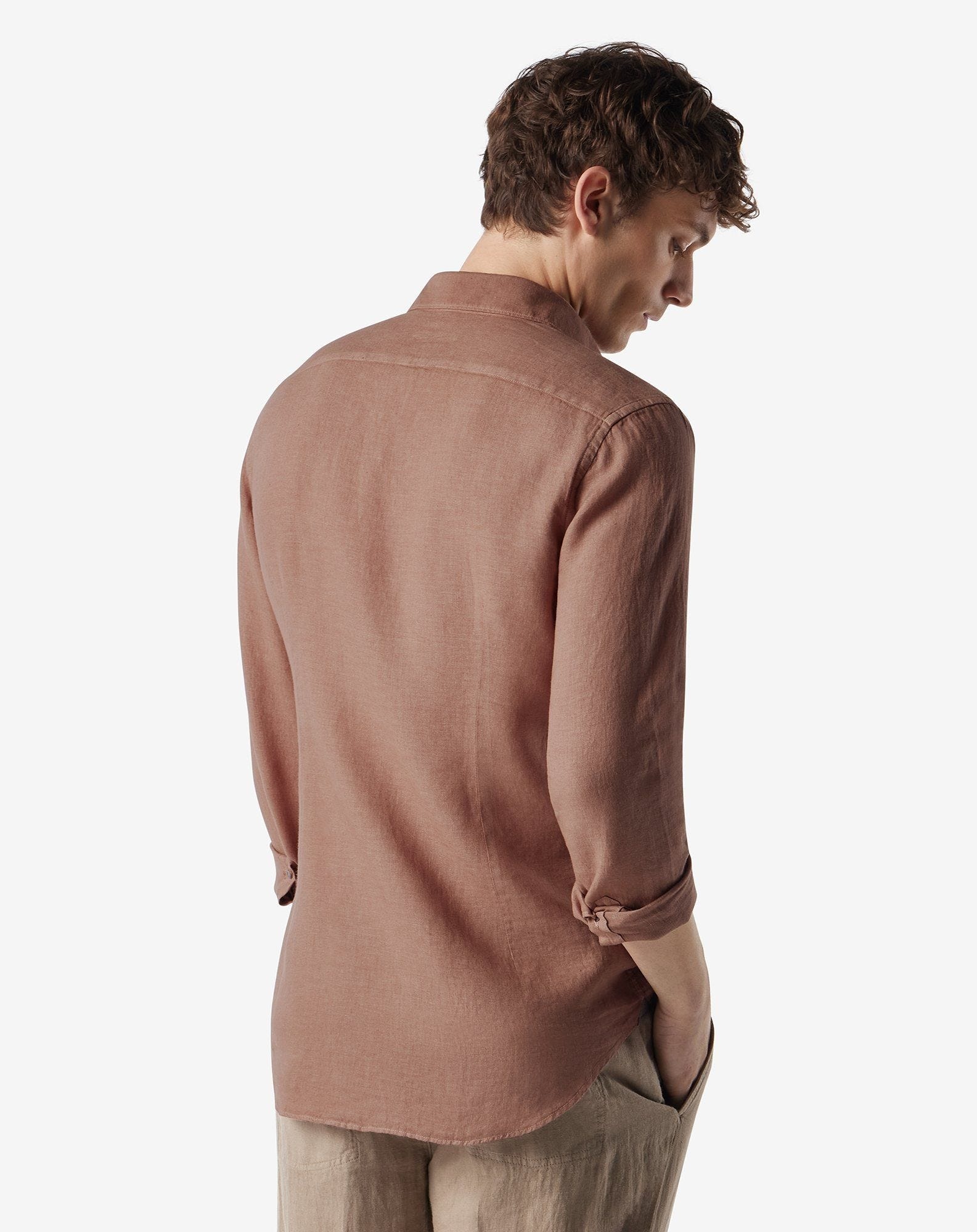 Rusty brown pure linen shirt - 3