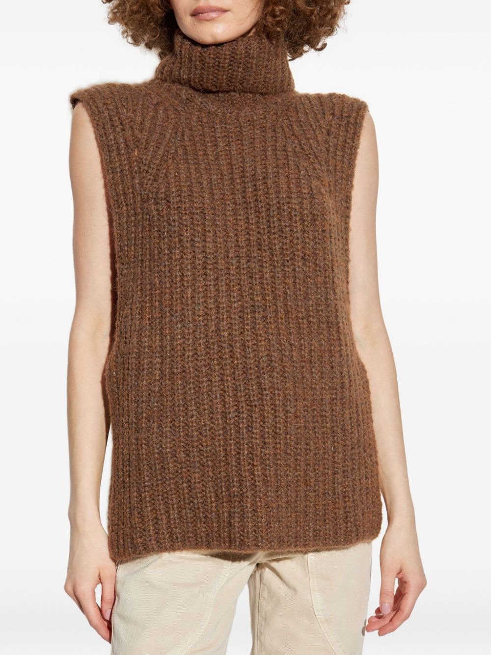 turtleneck ribbed vest - 3