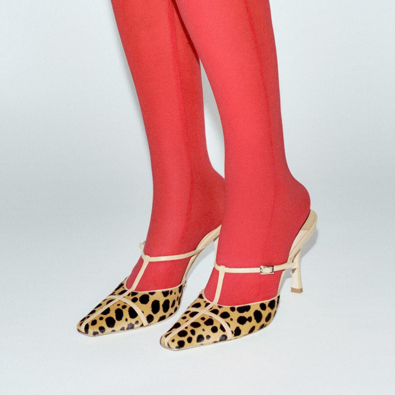 Gloria Mule 85 Natural Cheetah Print Pony Leather Mules 6