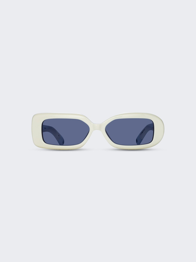 X Jacquemus Rond Rectangular Sunglasses White And Blue 1