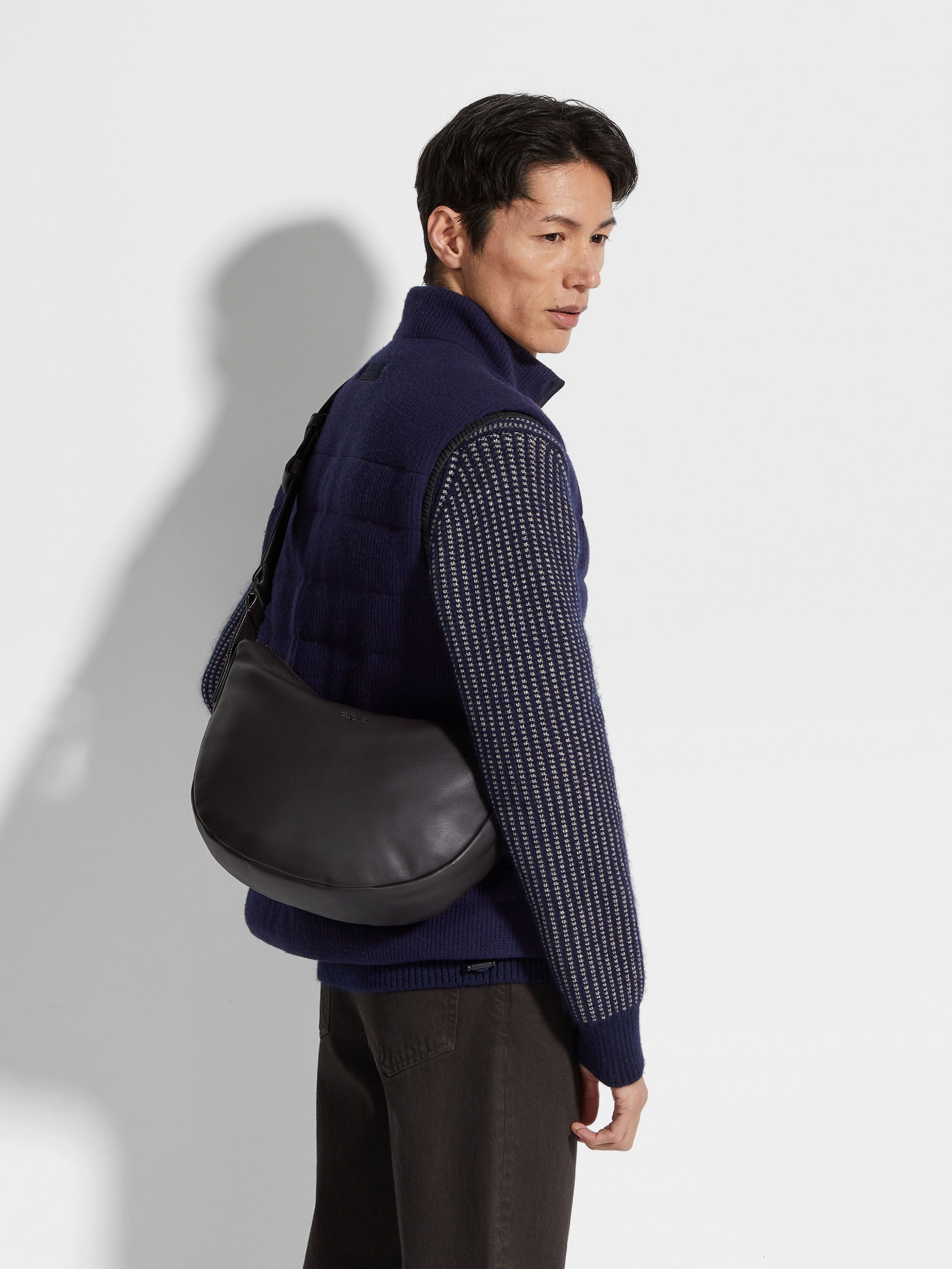 DARK BROWN SECONDSKIN HOBO PANORAMA MICRO BAG - 2