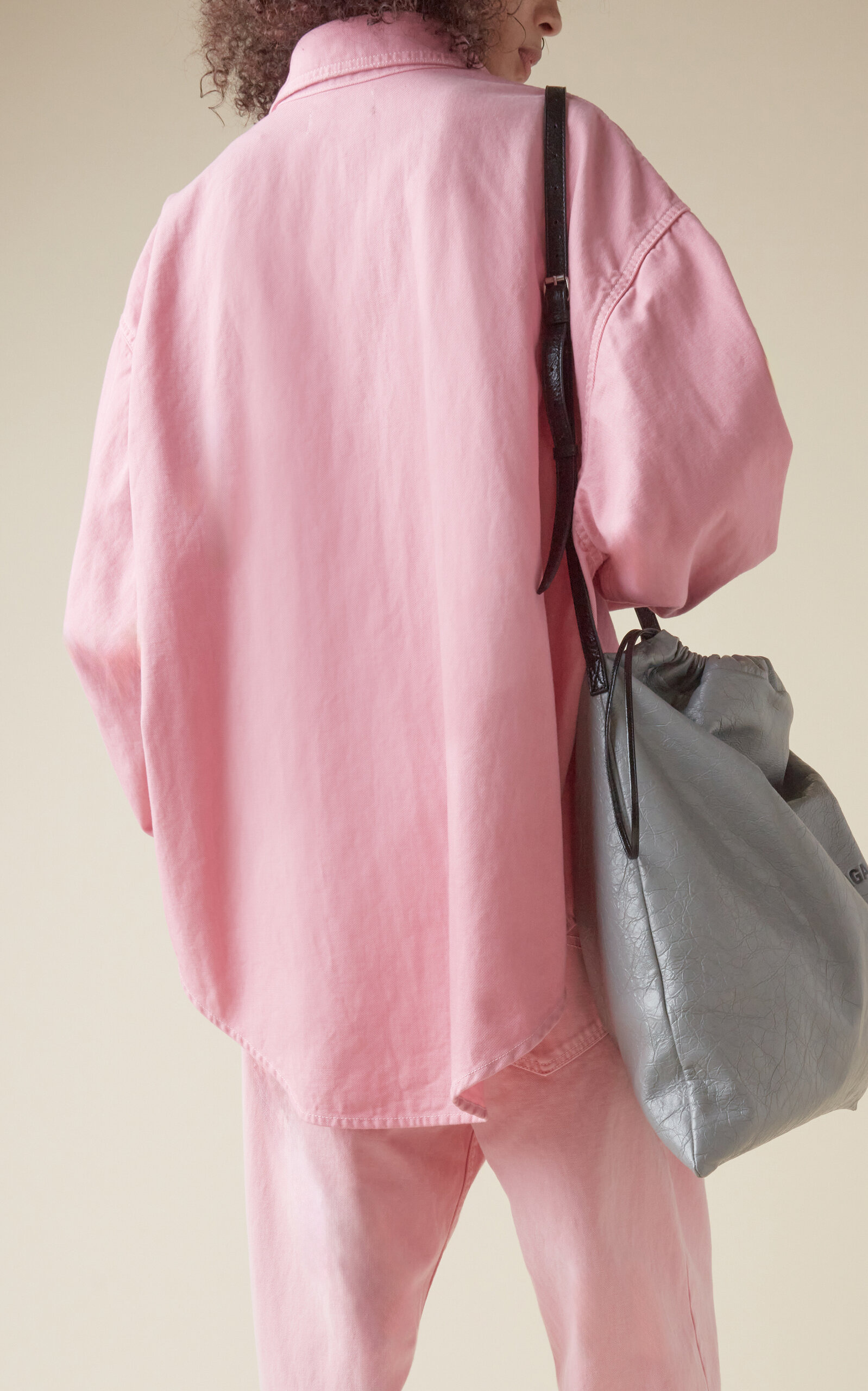 Oversized Lightweight Denim Shirt pink - 4
