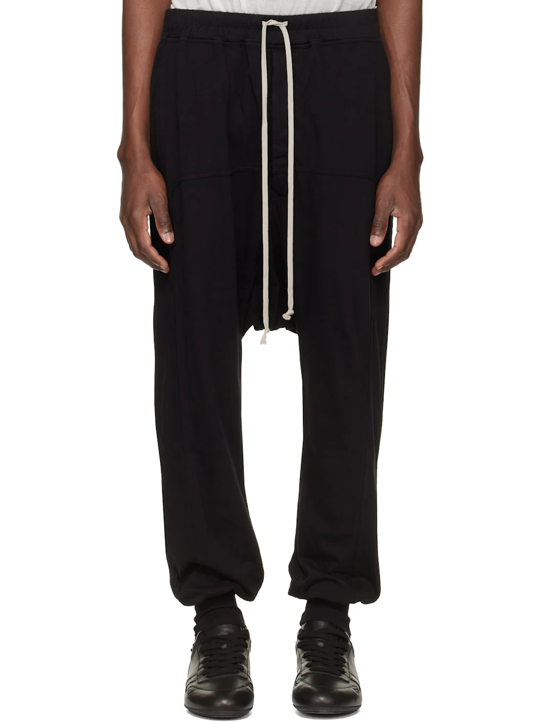 Black Temple Drawstring Sweatpants - 1