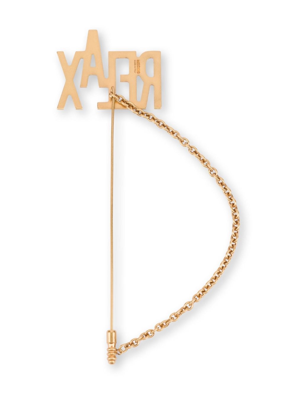 Relax-lettering chain-detail brooch - 2