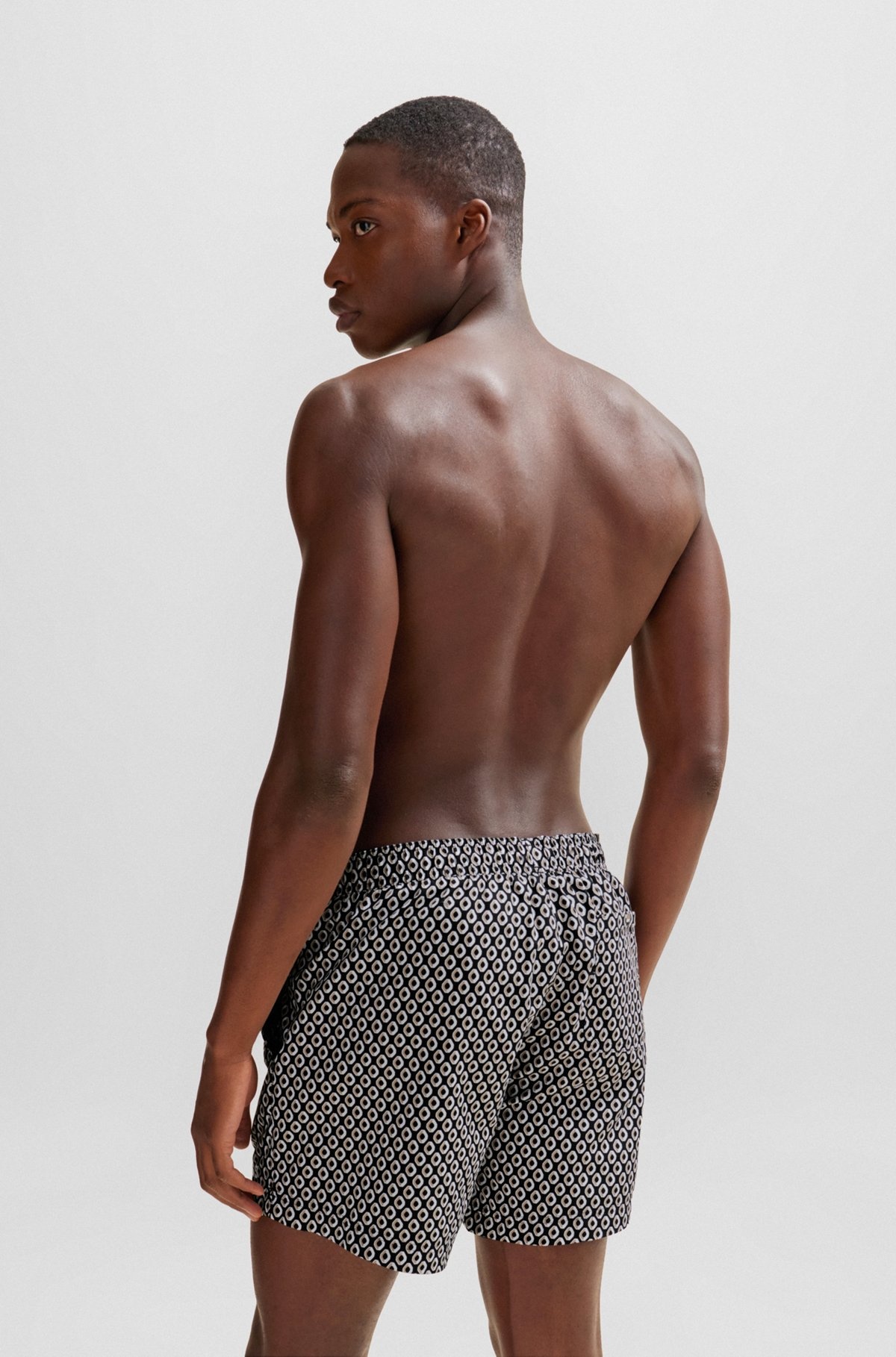 MICRO-PRINT QUICK-DRYING SWIM SHORTS WITH LOGO DETAIL - 4