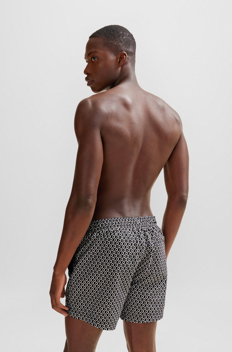 MICRO-PRINT QUICK-DRYING SWIM SHORTS WITH LOGO DETAIL 4