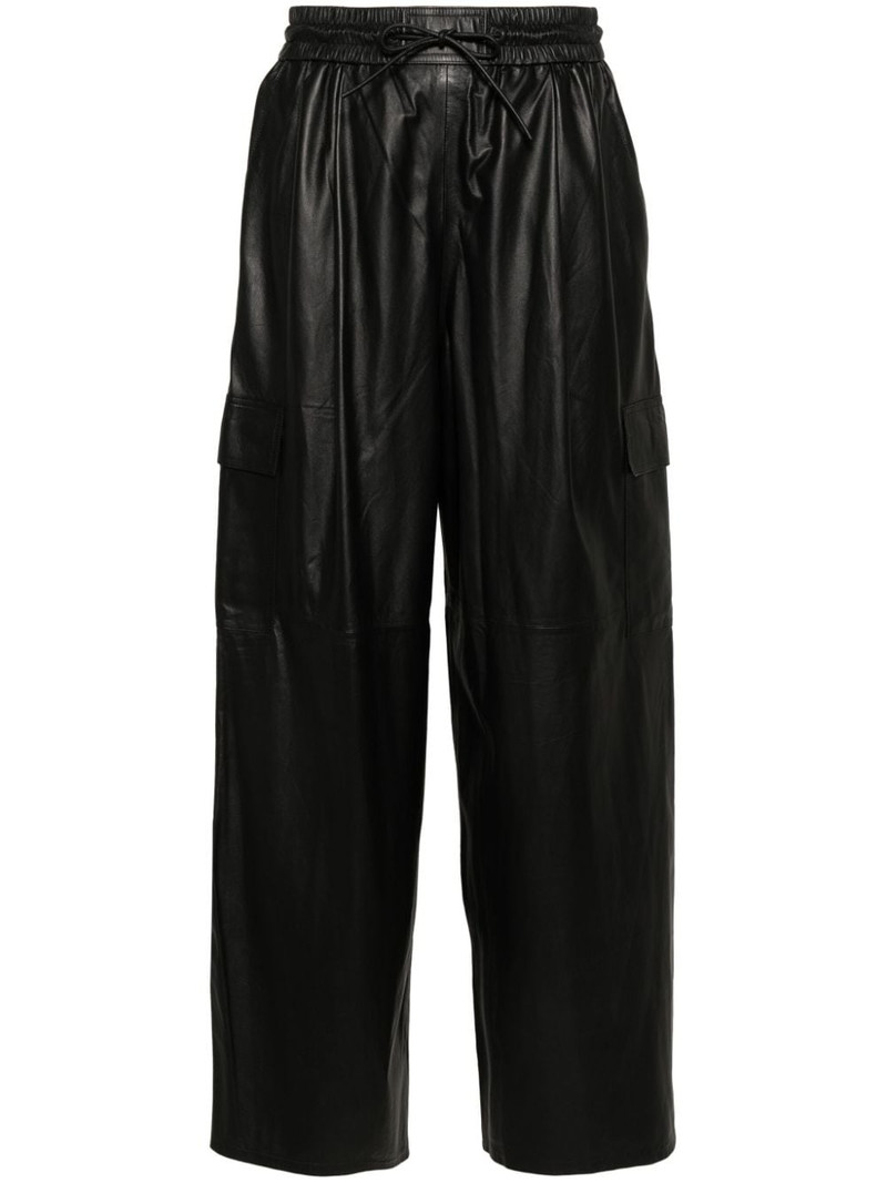 wide-leg leather cargo trousers 1