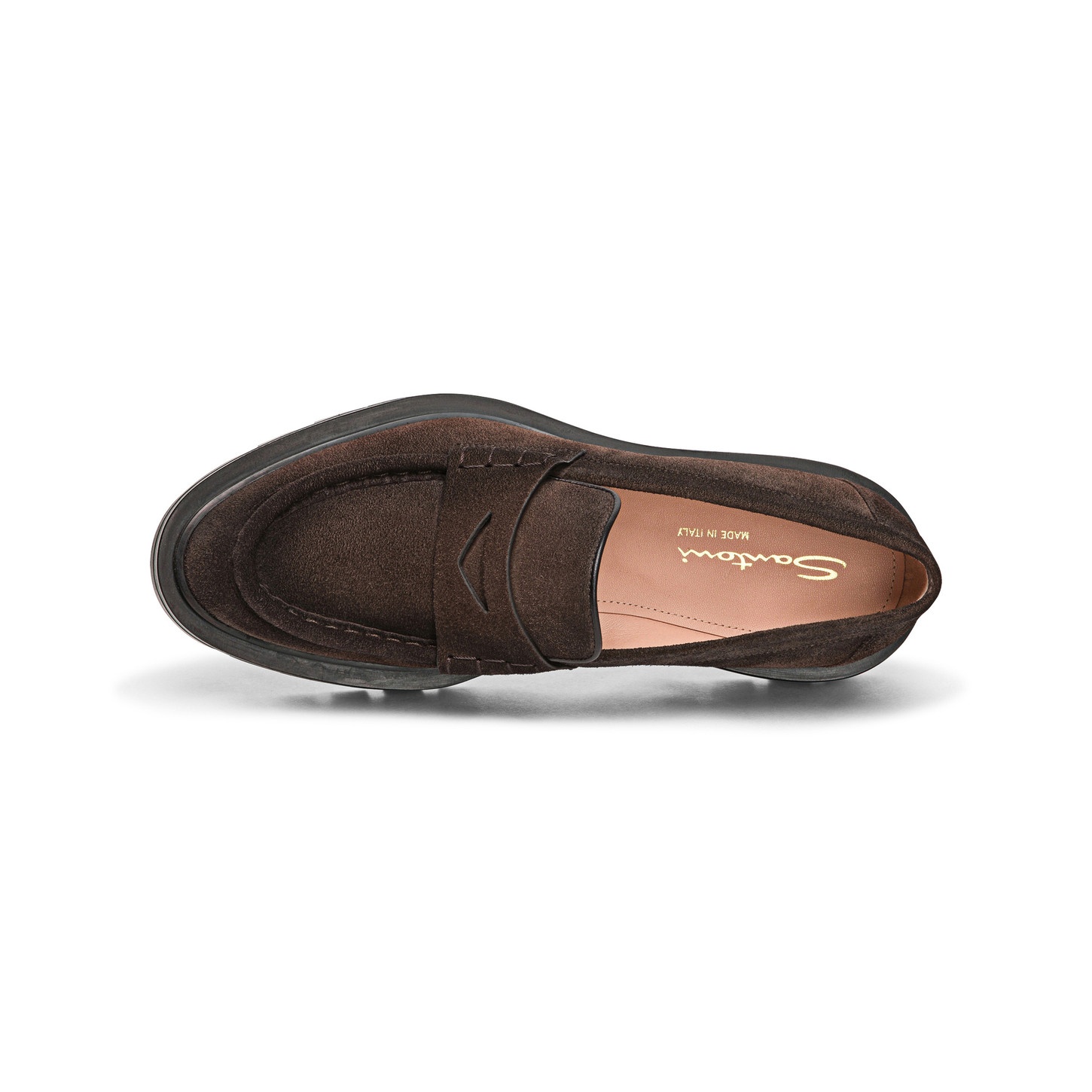 Women's dark brown suede penny loafer - 4