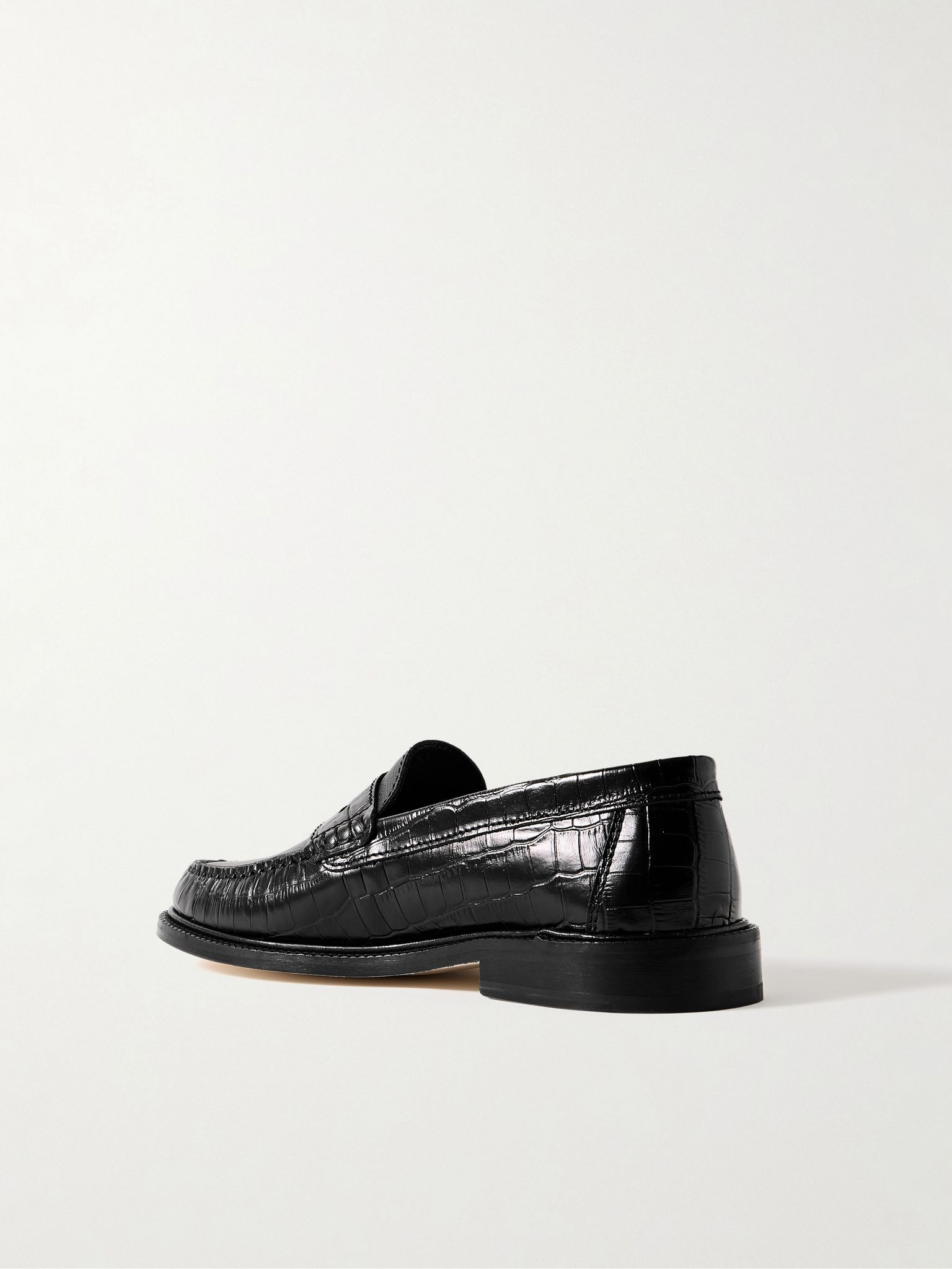 Yardee Croc-Effect Leather Penny Loafers Black - 4