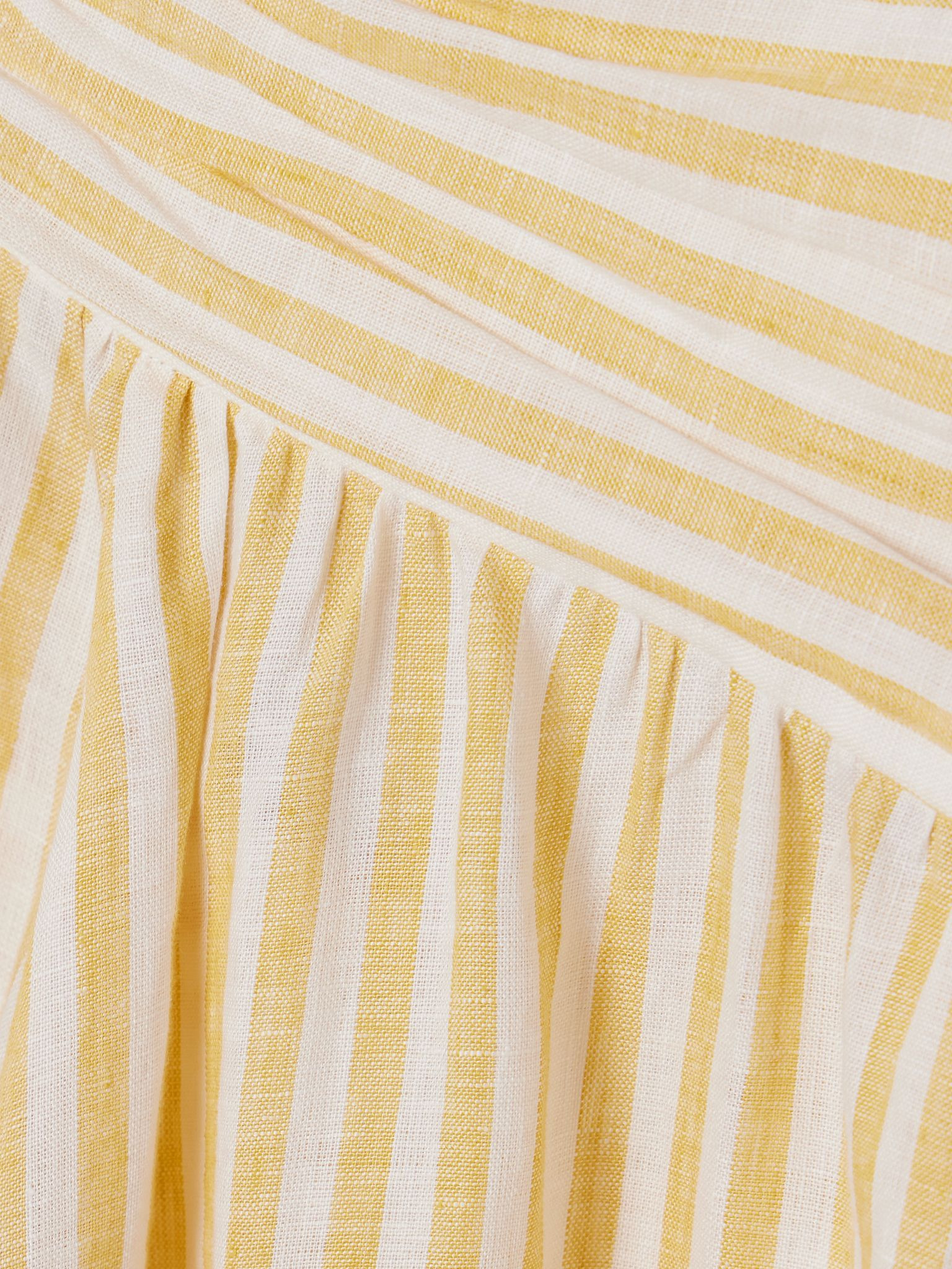 Cascadian cutout ruched striped linen midi dress Marigold - 4