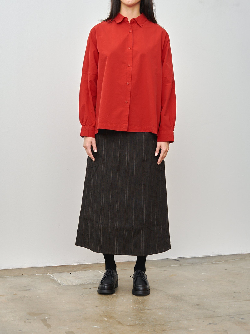 Toogood The Scout Skirt - Crumpled Stripe Walnut outlook
