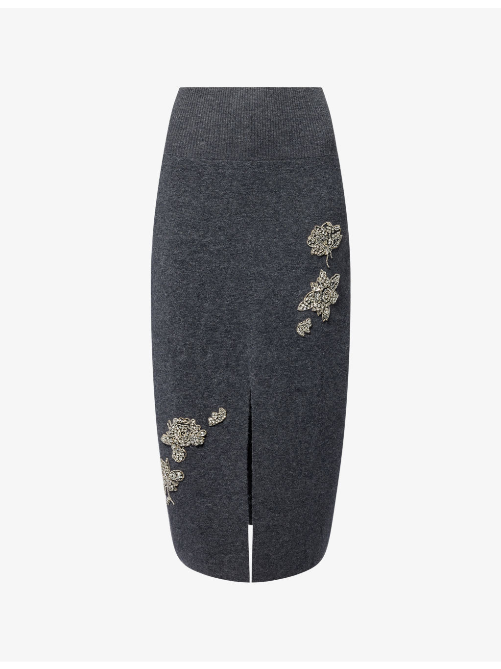 Embellished Technical-Blend Pencil Knitted Midi Skirt - 1