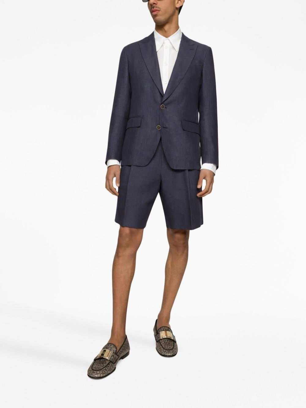 above-knee linen tailored shorts - 2