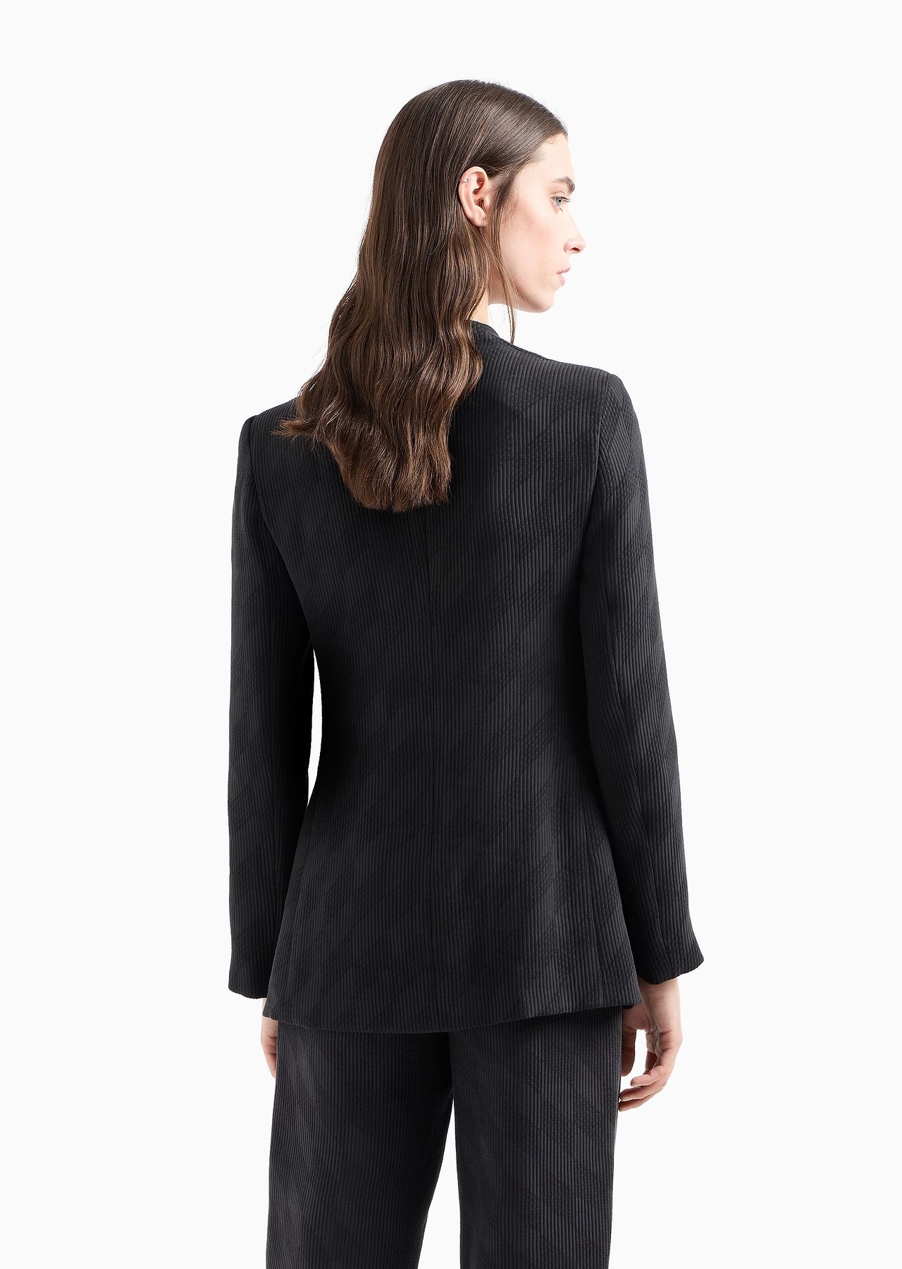 Icon jacquard canneté jacket with an off-centre closure - 3