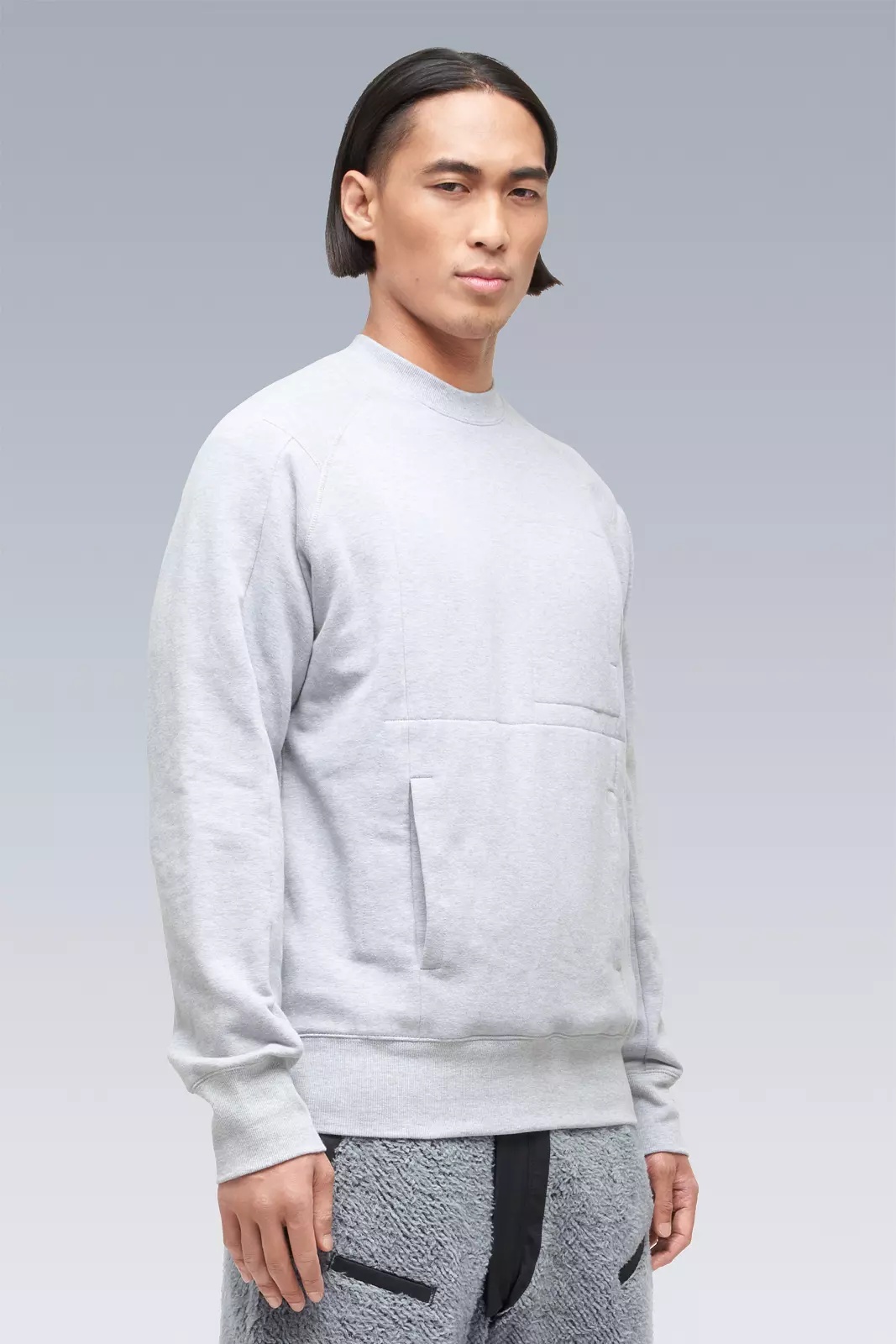 S14-BR Cotton Crewneck Sweatshirt Gray Melange - 2