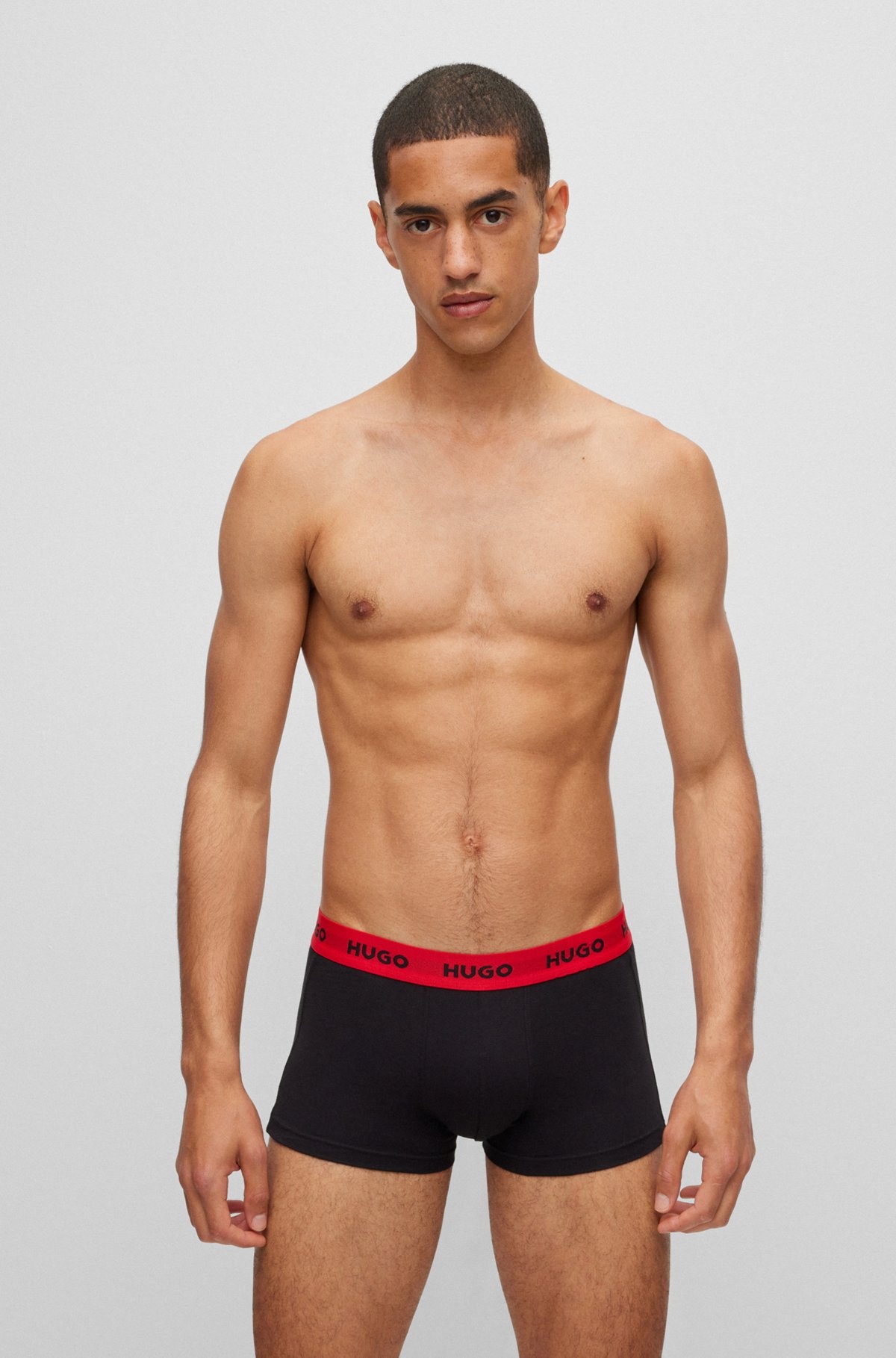 TRIPLE-PACK OF STRETCH-COTTON TRUNKS WITH LOGO WAISTBANDS - 6