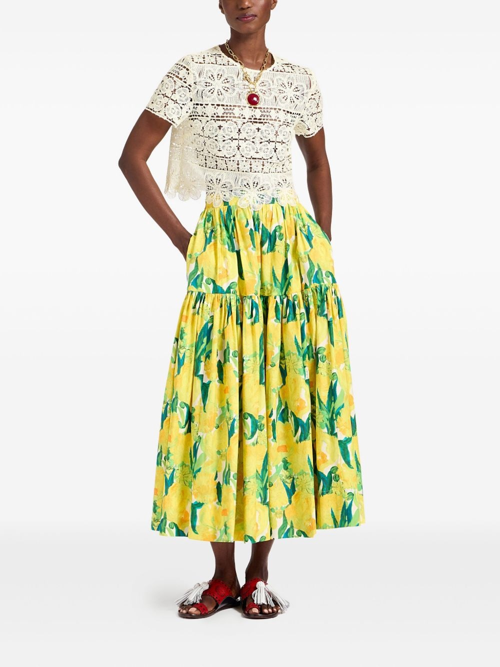 floral-print midi skirt - 2