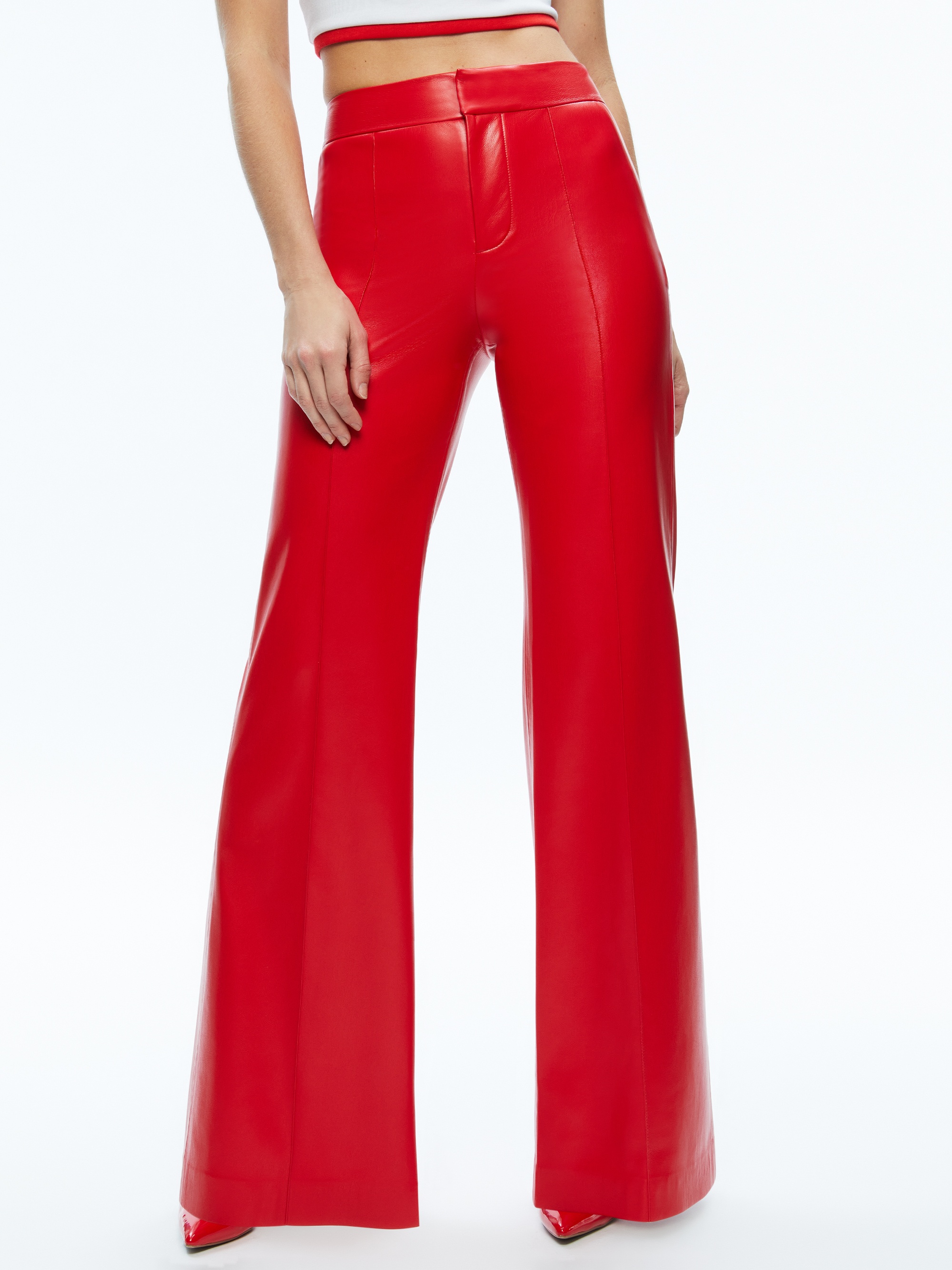 DYLAN HIGH WAISTED VEGAN LEATHER WIDE LEG PANT - 1