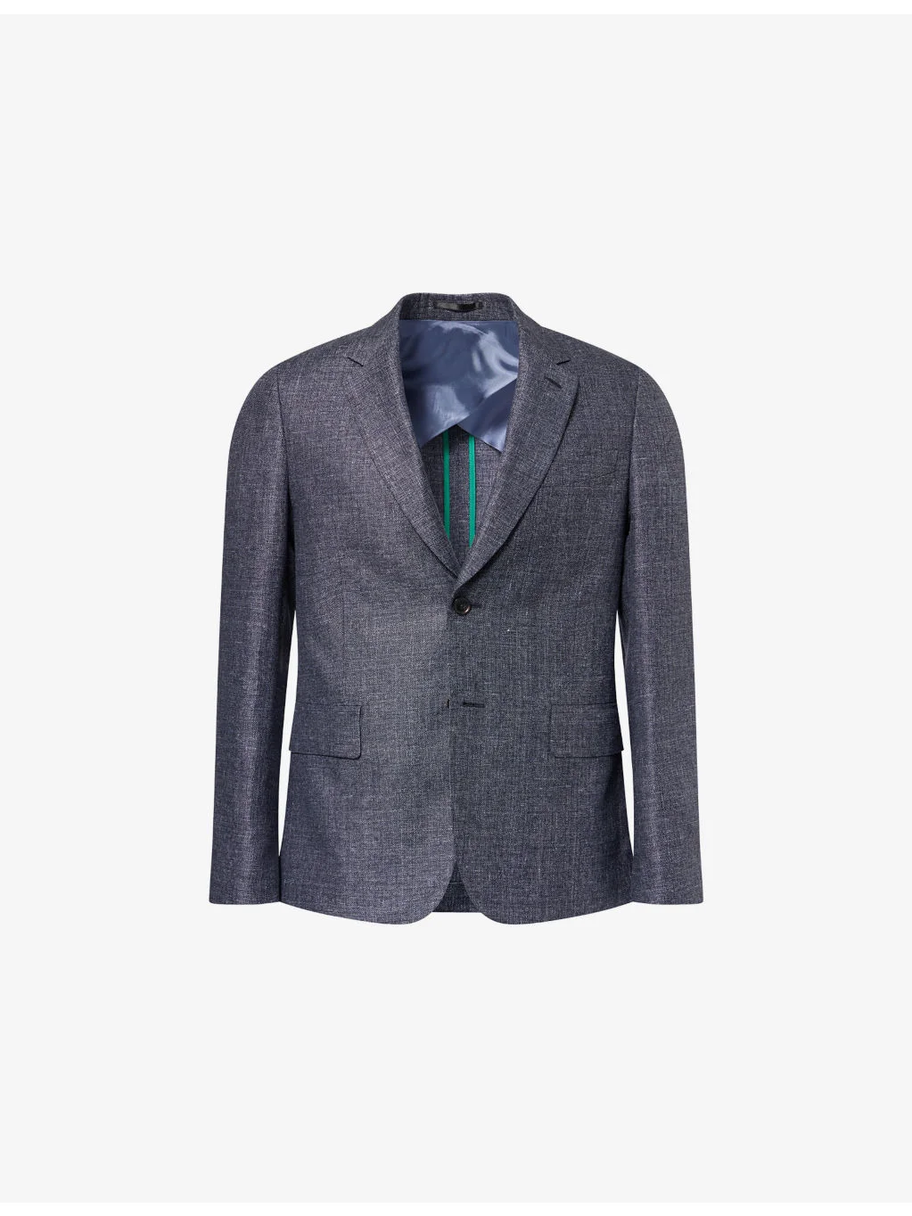 Blue Sharkskin Buggy-Lined Linen-Wool Blazer - 1