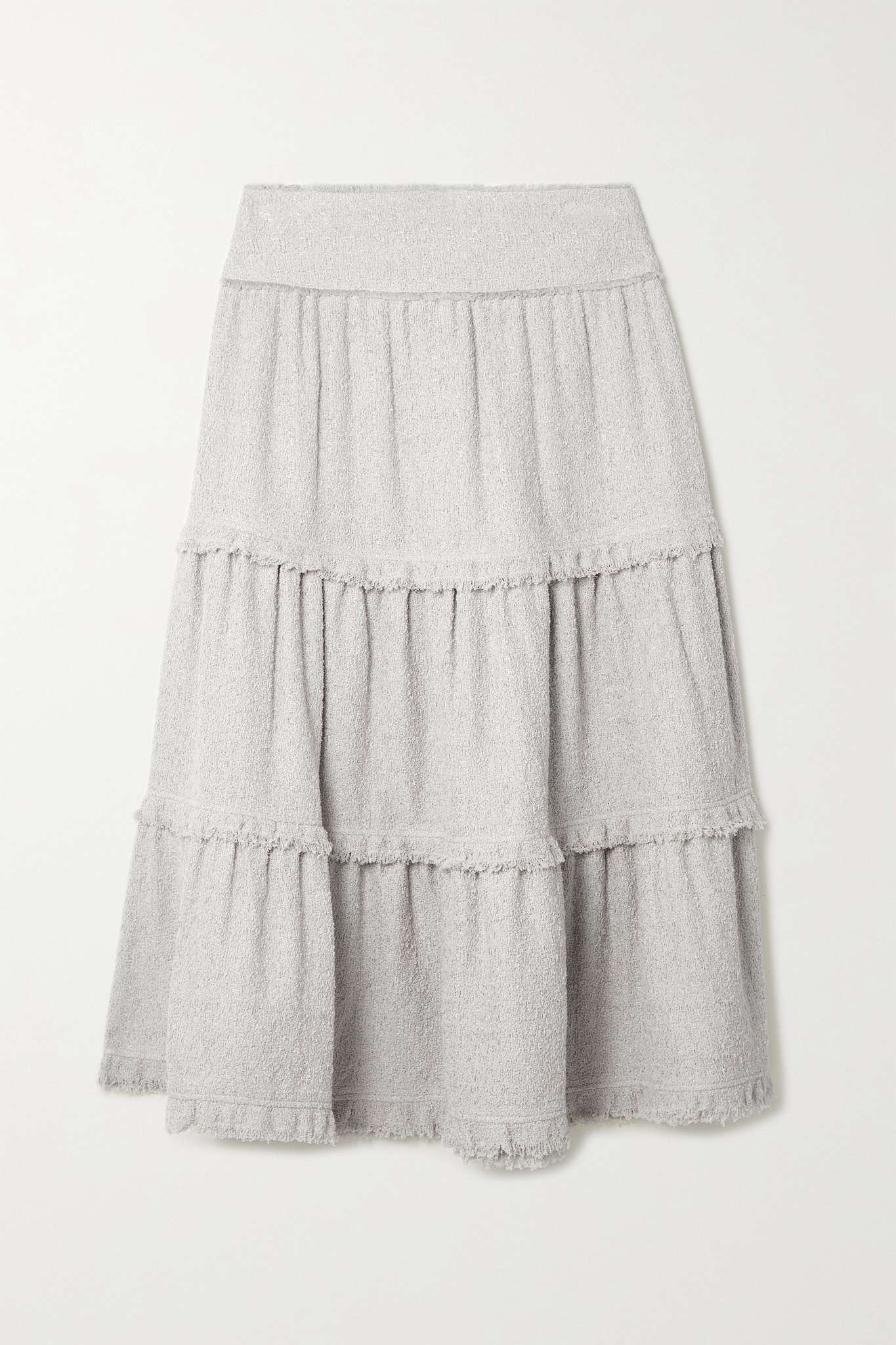 Tiered cotton-blend tweed midi skirt - 1