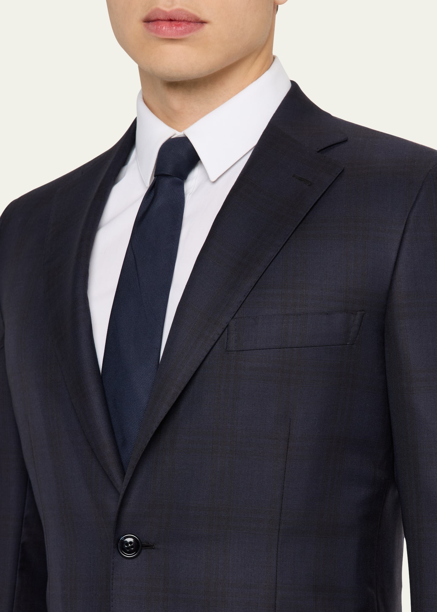 Men's Wool and Silk Tonal Plaid Two-Piece Suit - 5