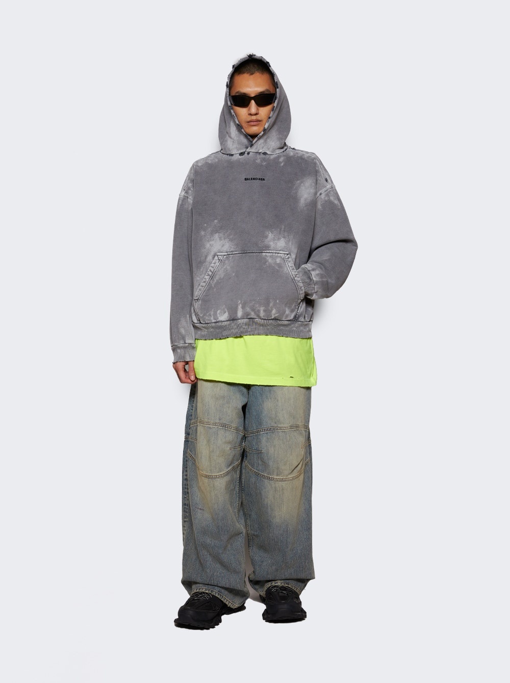 Medium Fit Hoodie Sup Fad Wash Black - 5