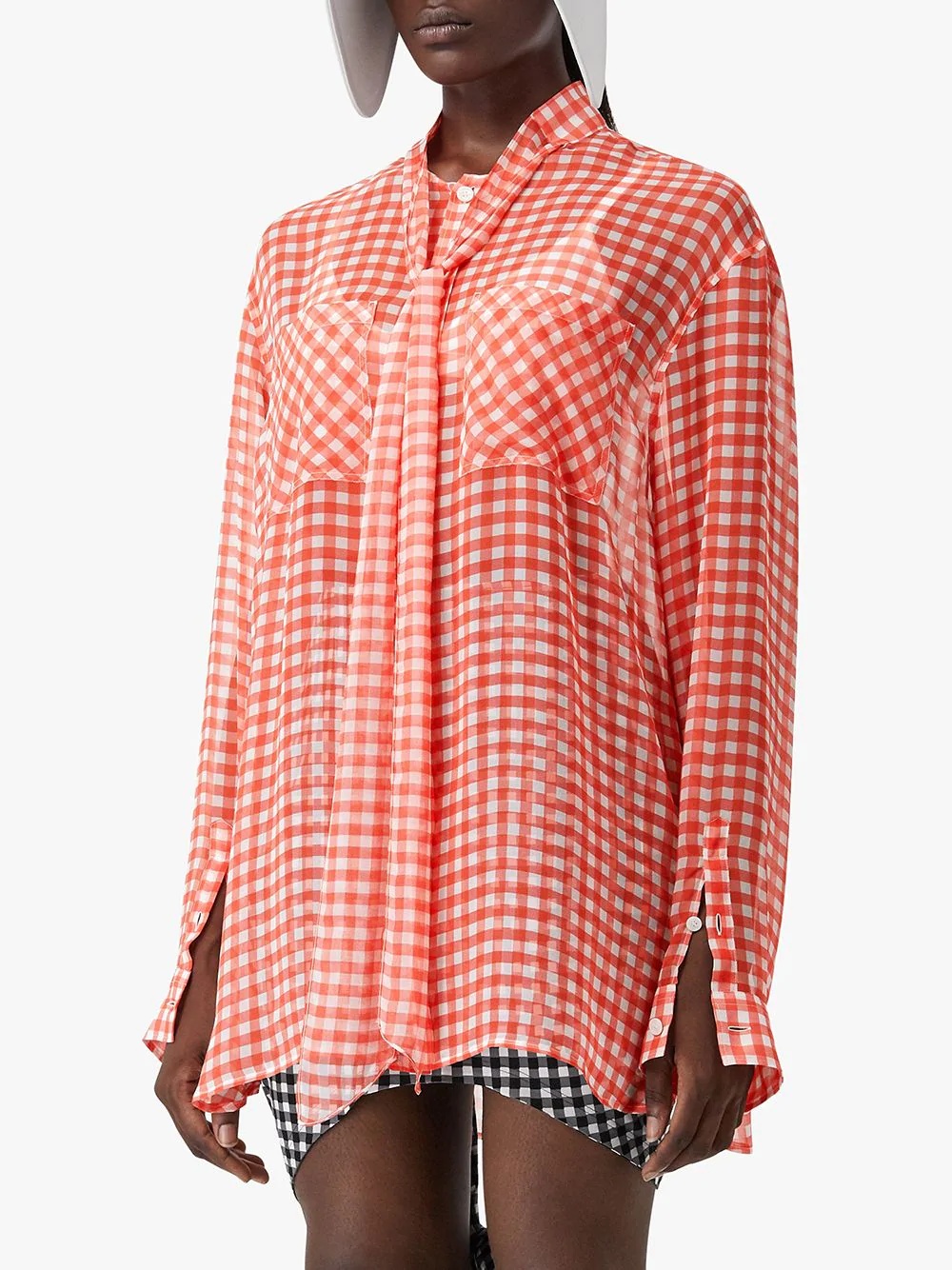 gingham pussy-bow blouse - 3