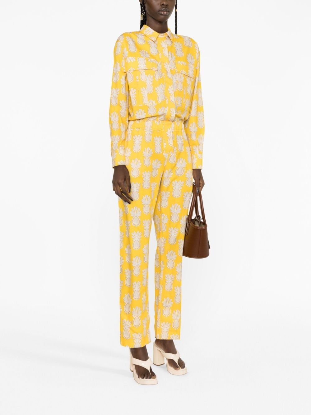 Aviator pineapple-print cotton jumpsuit - 2