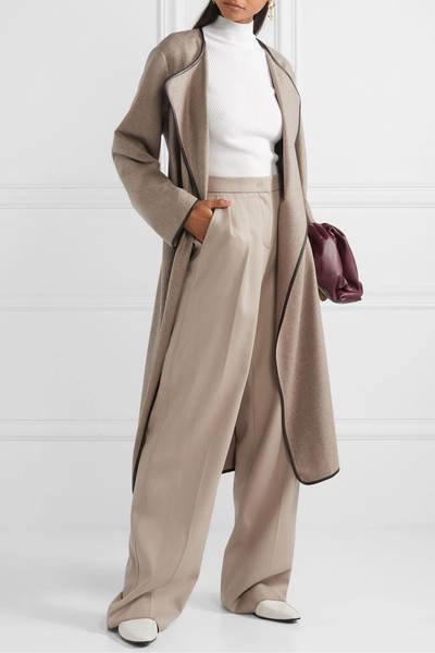 The Row Helga leather-trimmed cashmere coat outlook