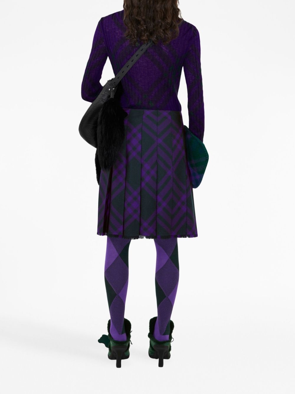 plaid-check rib-knit jumper - 4