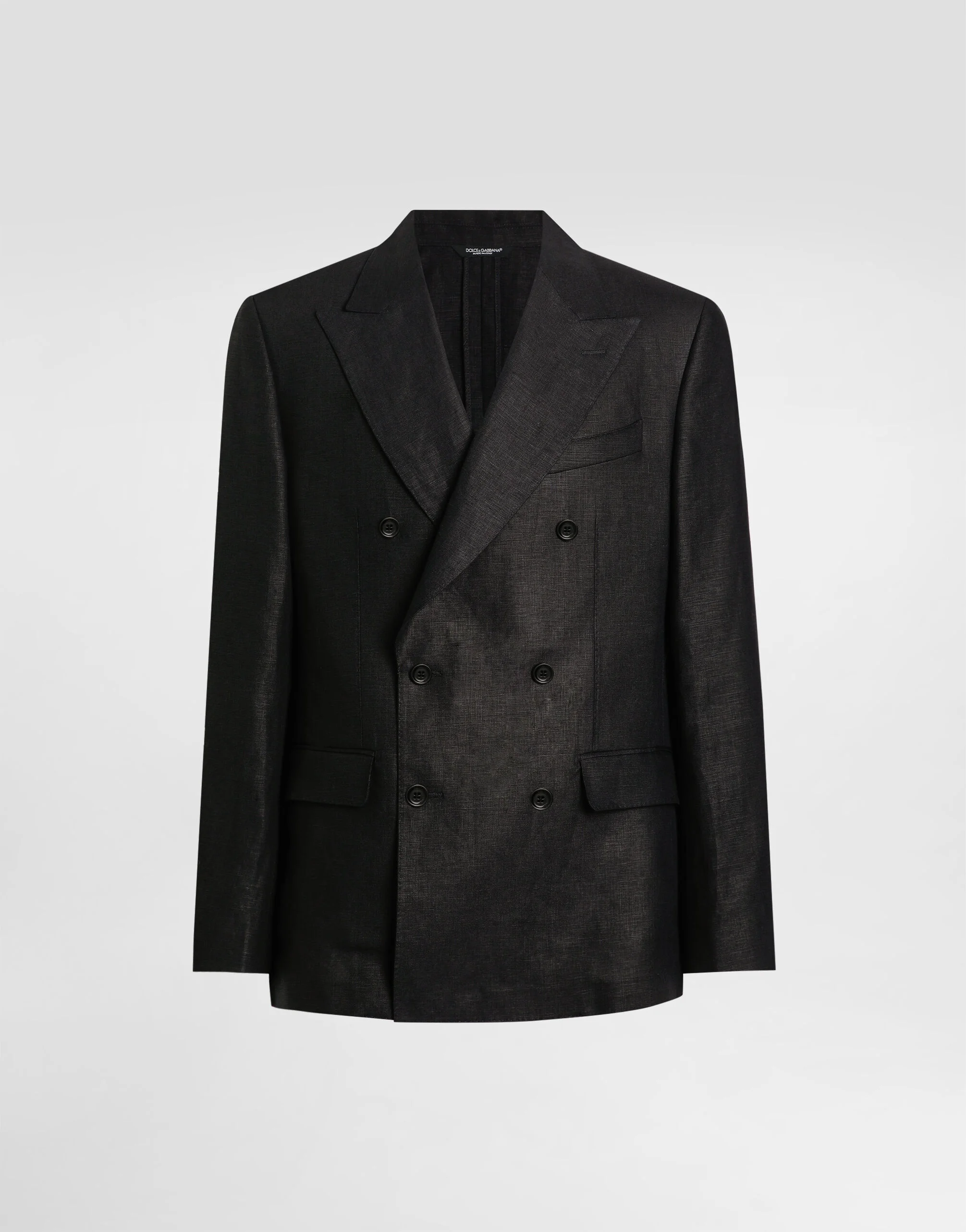 Double-breasted linen fabric jacket - 1