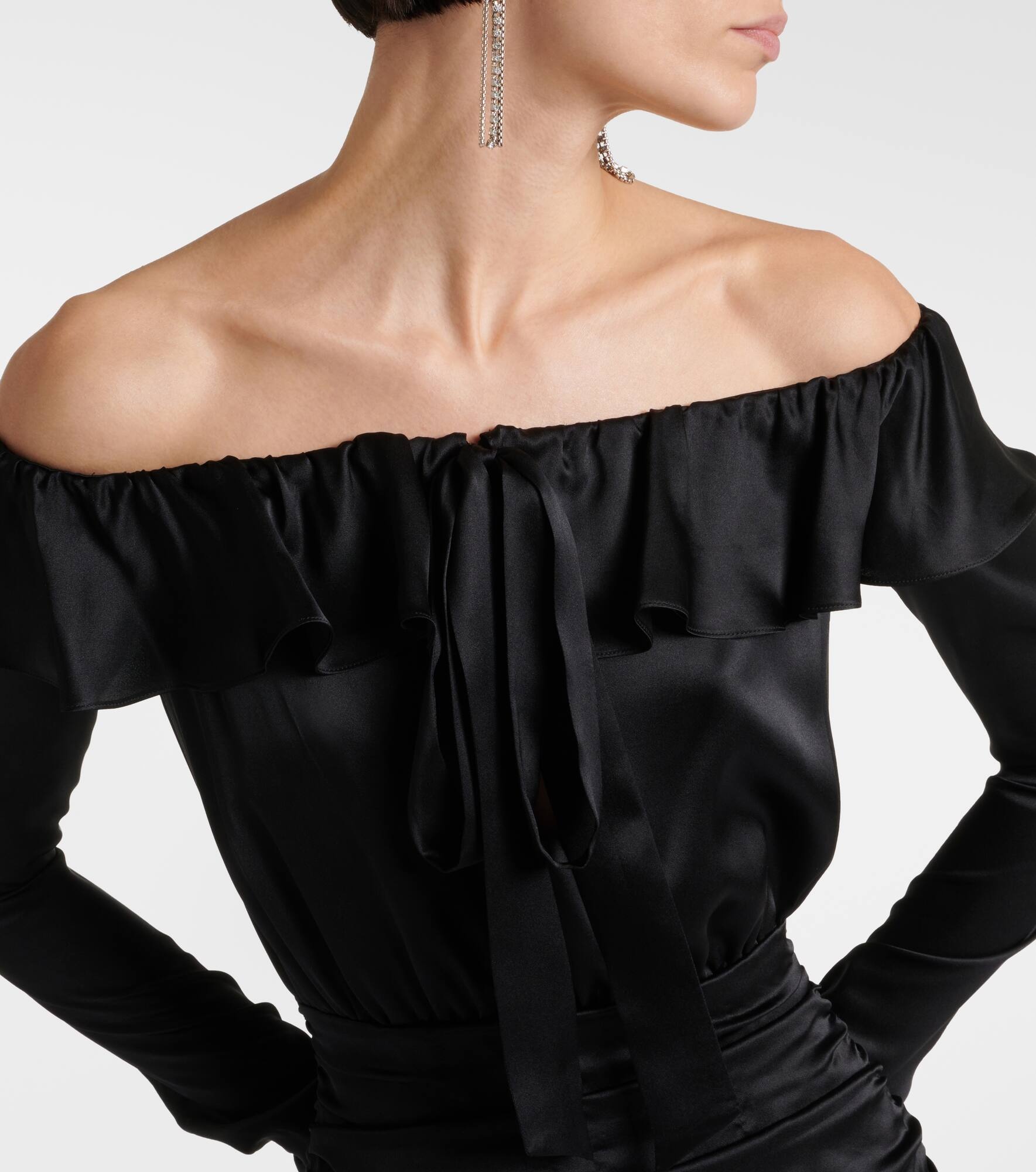Off-shoulder silk midi dress - 4