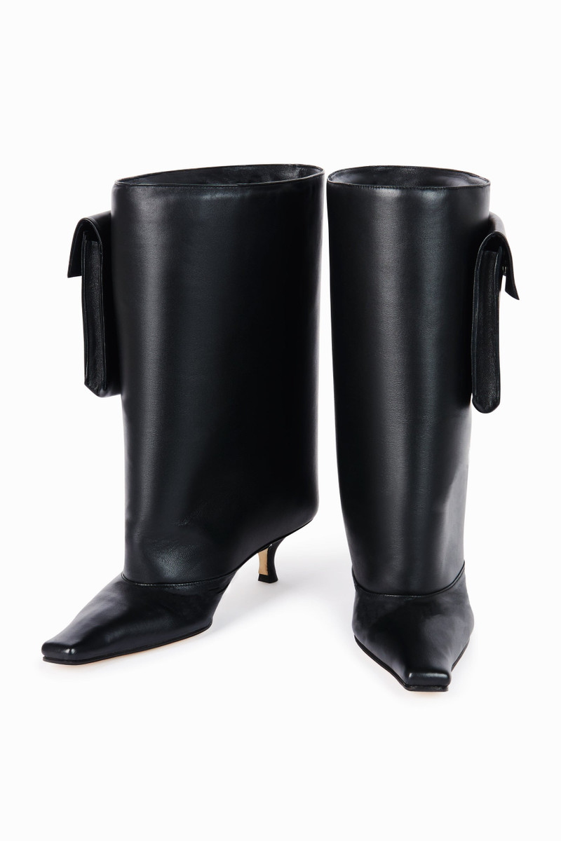 A.W.A.K.E. MODE DANA TASCA KITTEN HEEL CYLINDER BOOTS POCKET BLACK outlook