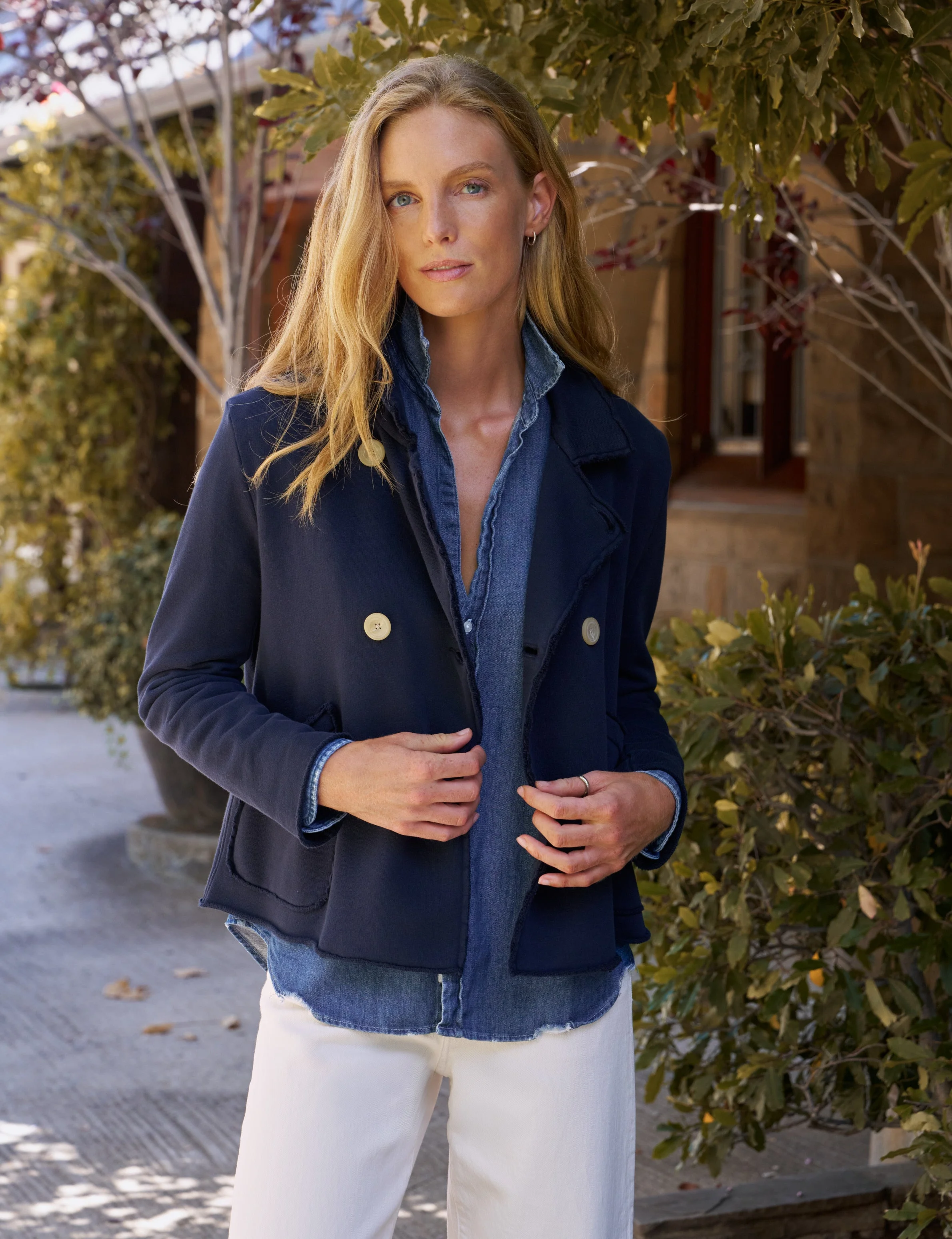 Cropped Sweatshirt Peacoat - 1